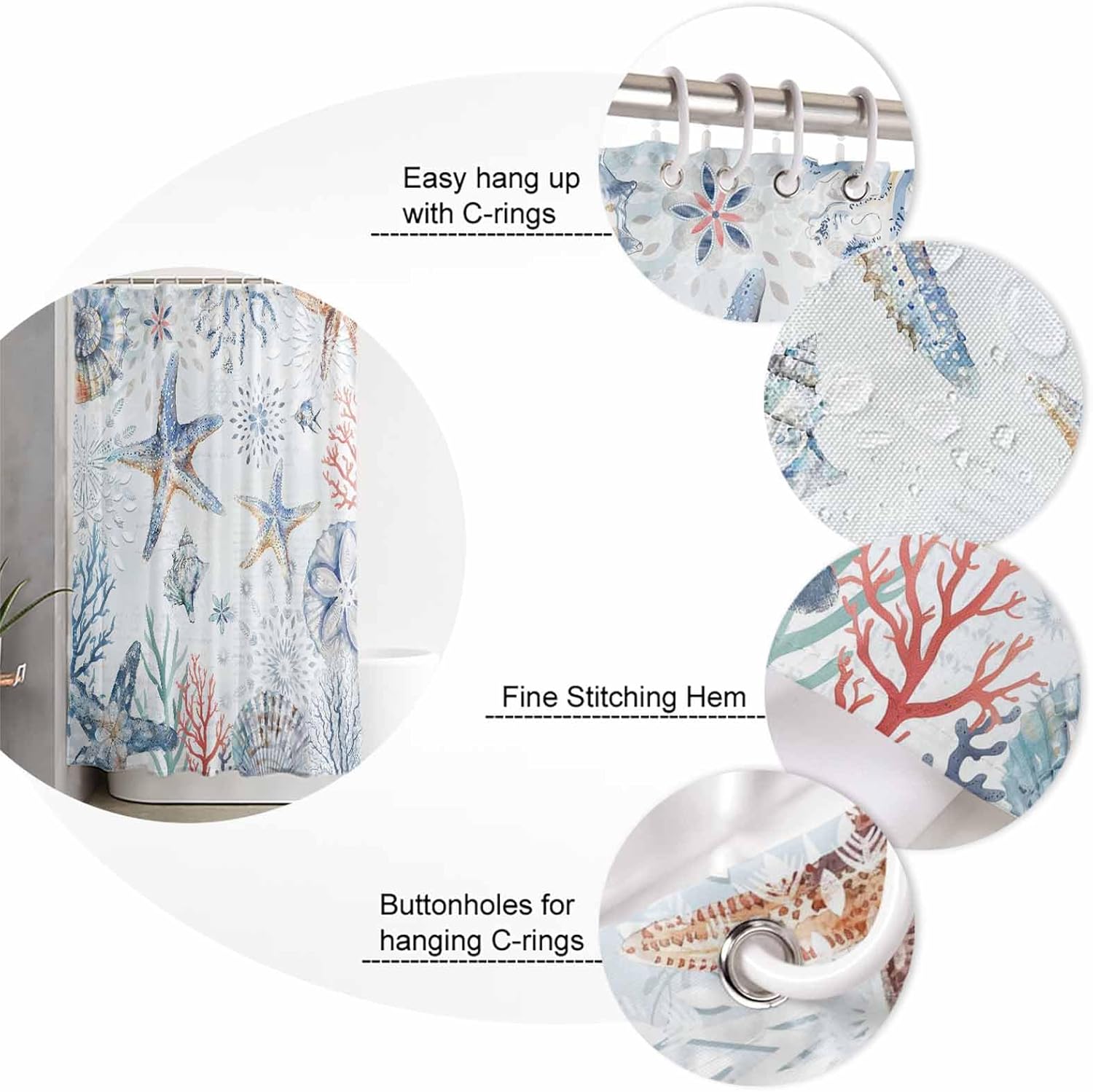 ZOE GARDEN Blue Starfish Bathroom Set 1