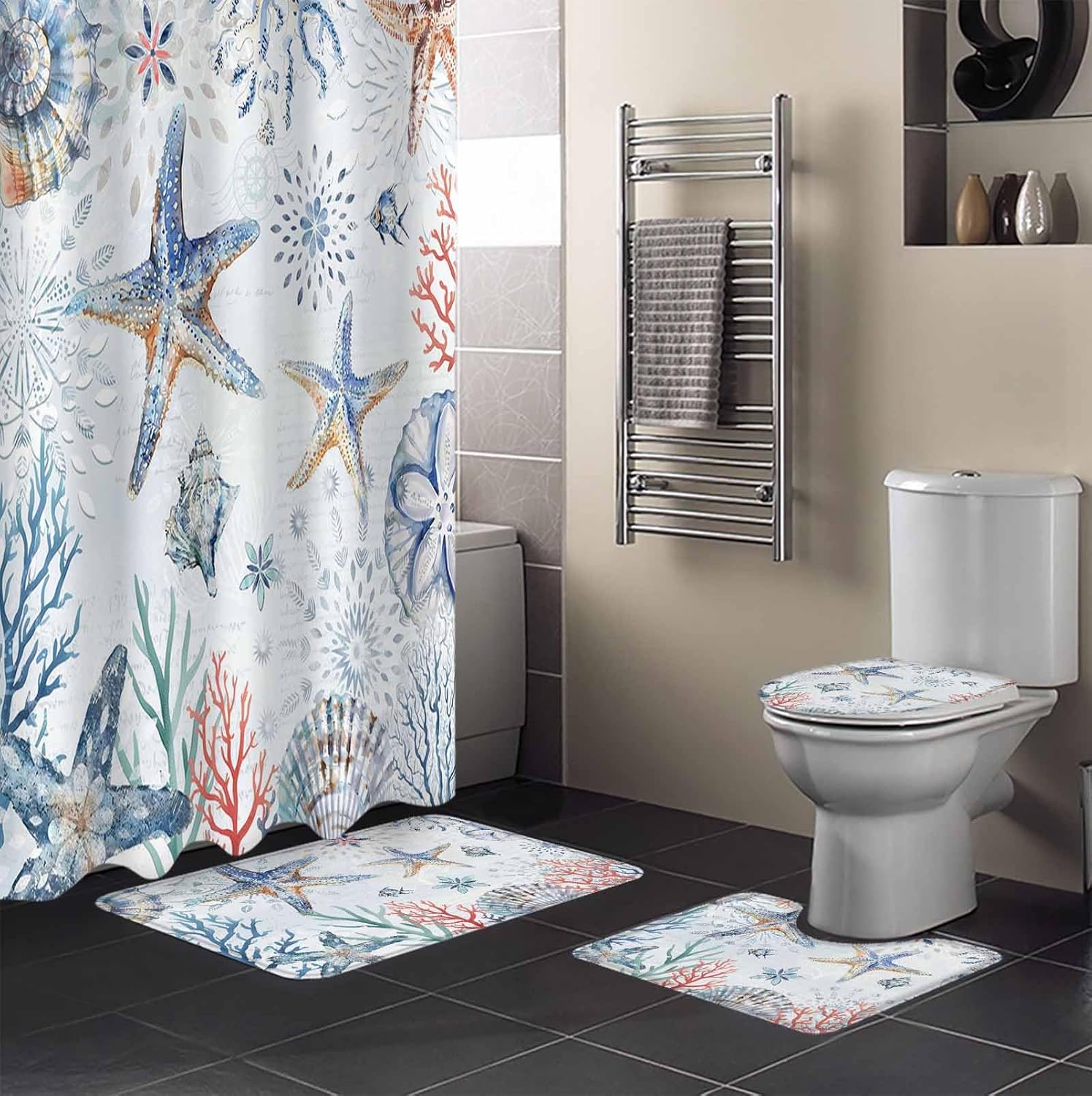 ZOE GARDEN Blue Starfish Bathroom Set 1