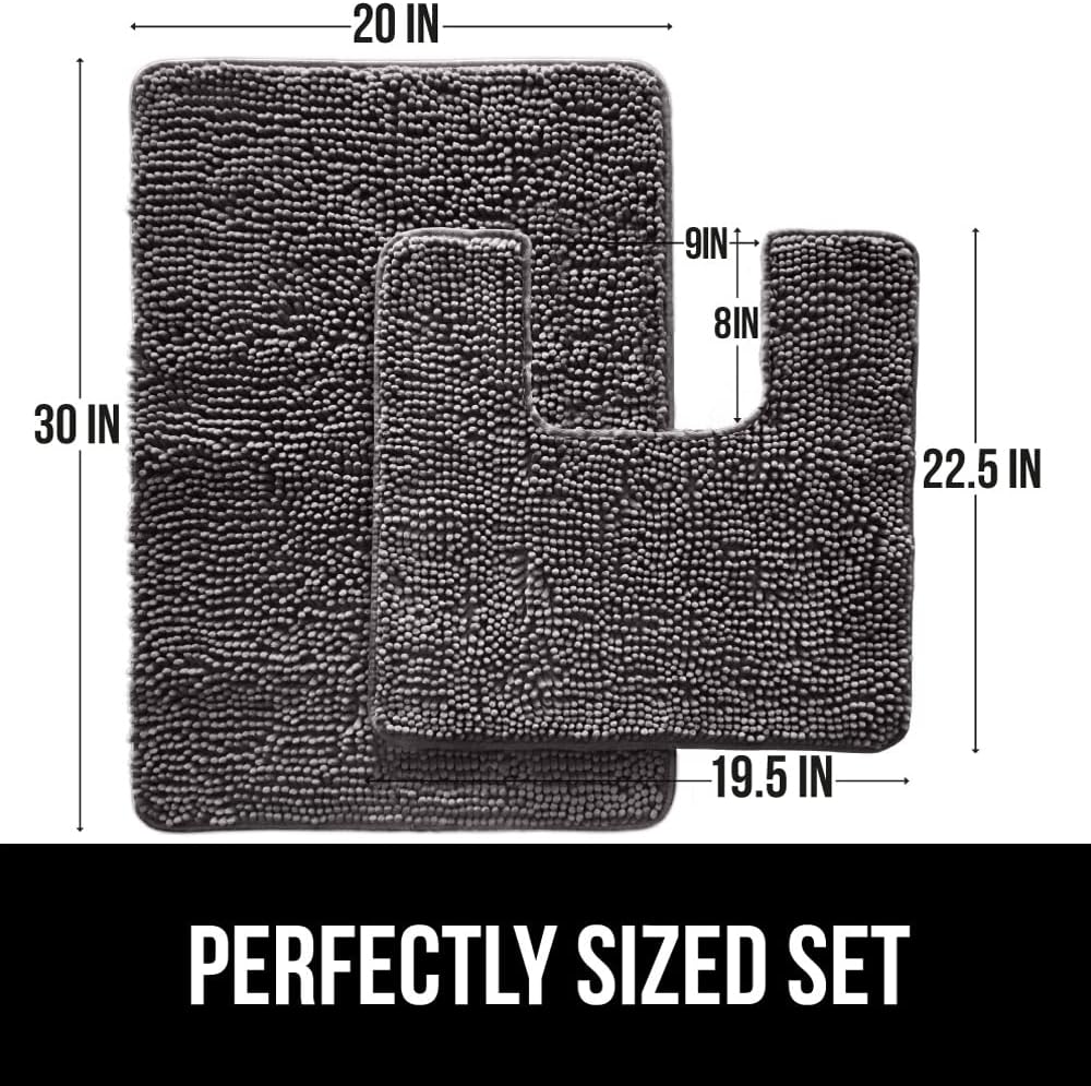 GORILLA GRIP Bath Rug Set with Shower Mat 2 Item Bundle