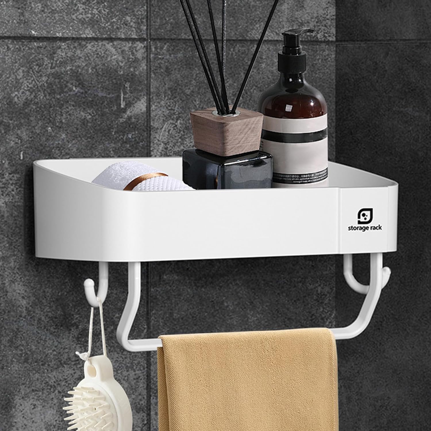 Shower Caddy No Drilling Adhesive Storage Shelf White