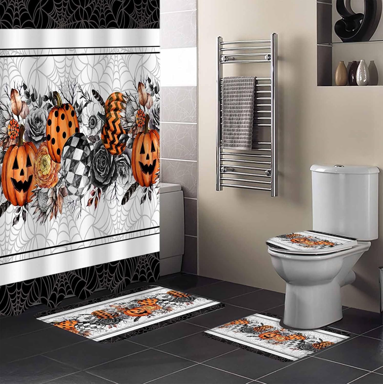 ZOE GARDEN Halloween Bath Set with Rug and Hooks