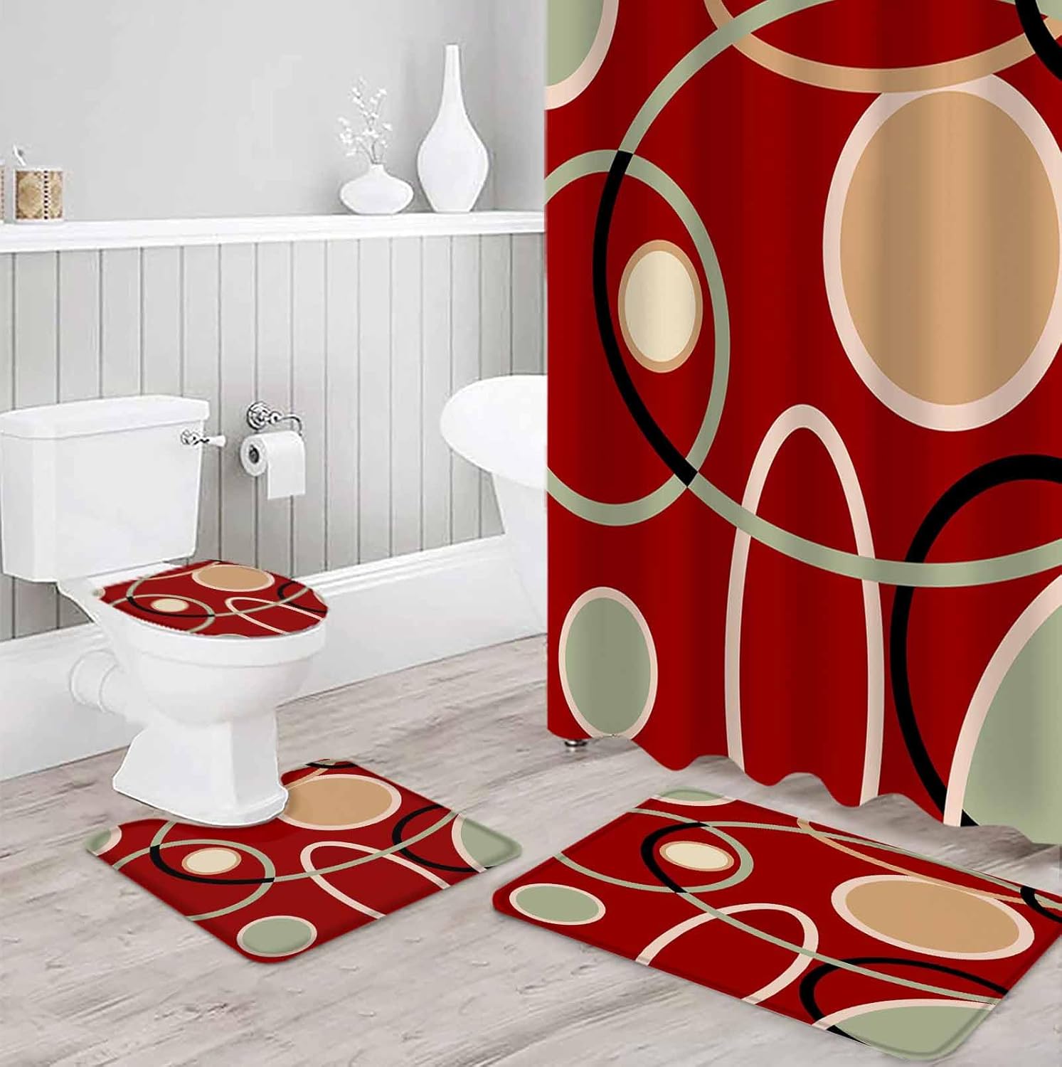 ZOE GARDEN Geometric Red Bathroom Set