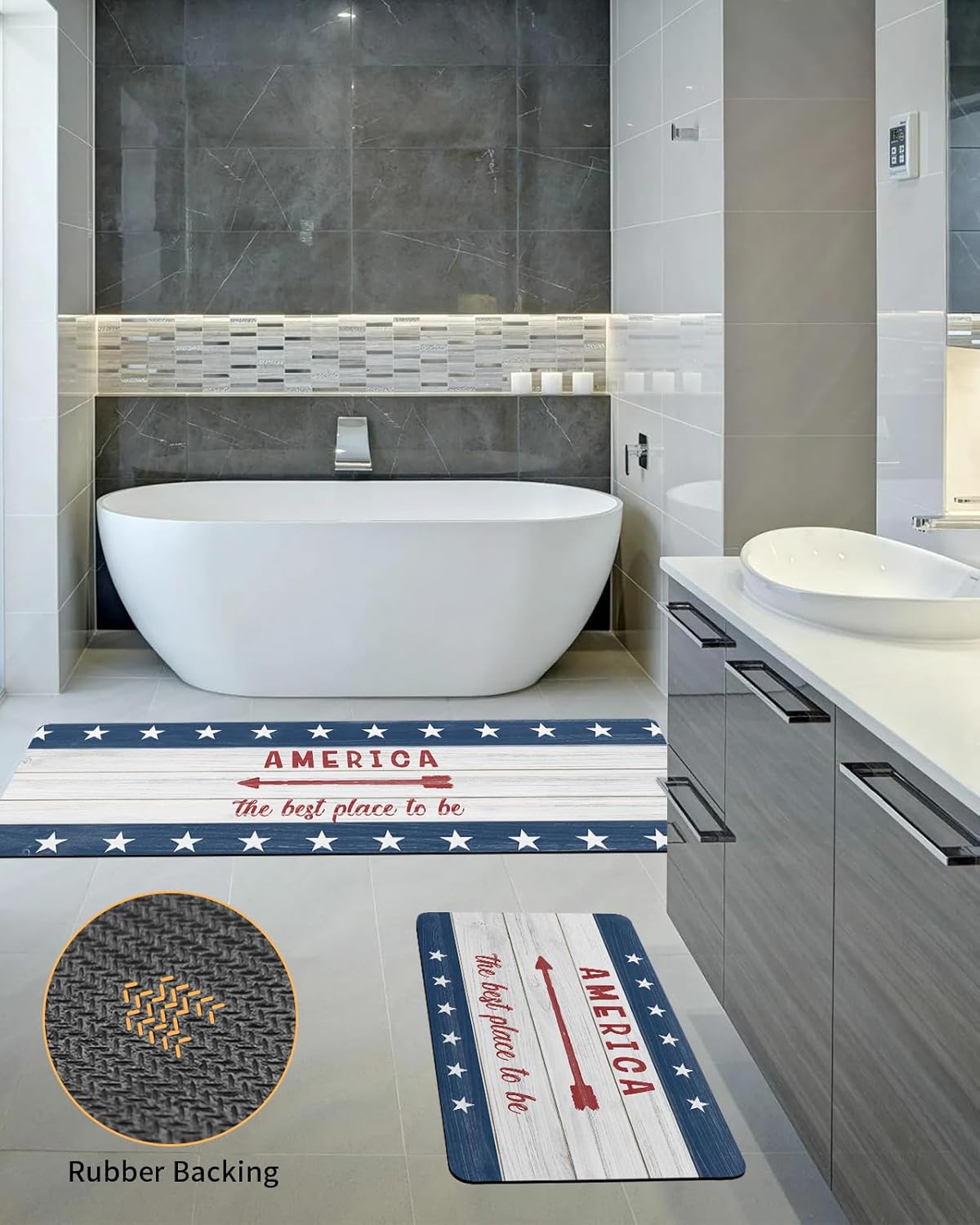 Funnywall88 2PCS Non-Slip Diatomite Bath Mat Set