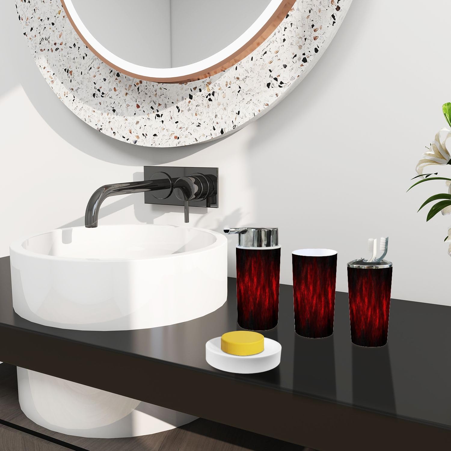 Boho Marbled Bathroom Accessories Set 6 Piece