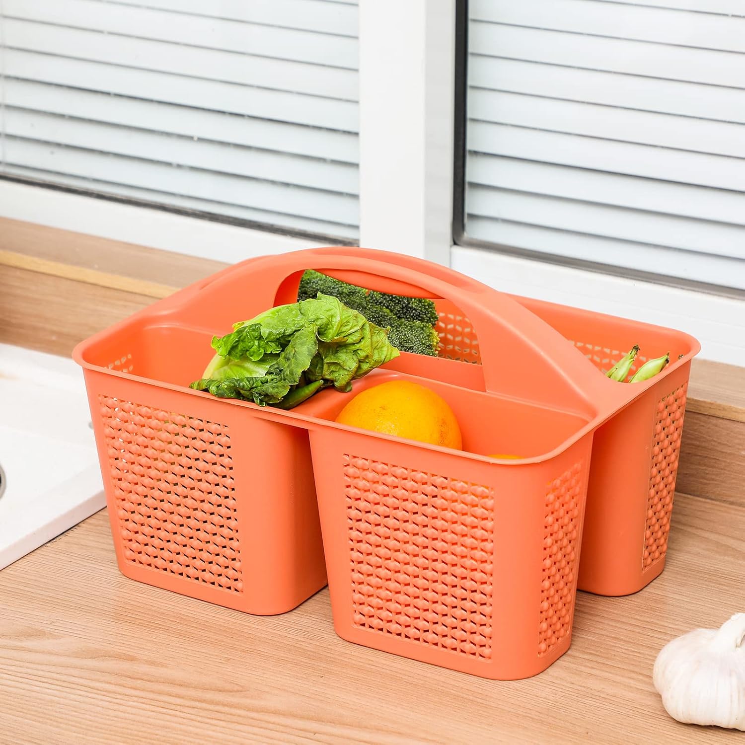 UUJOLY Portable Shower Caddy Bucket with Handle and 3 Compartments