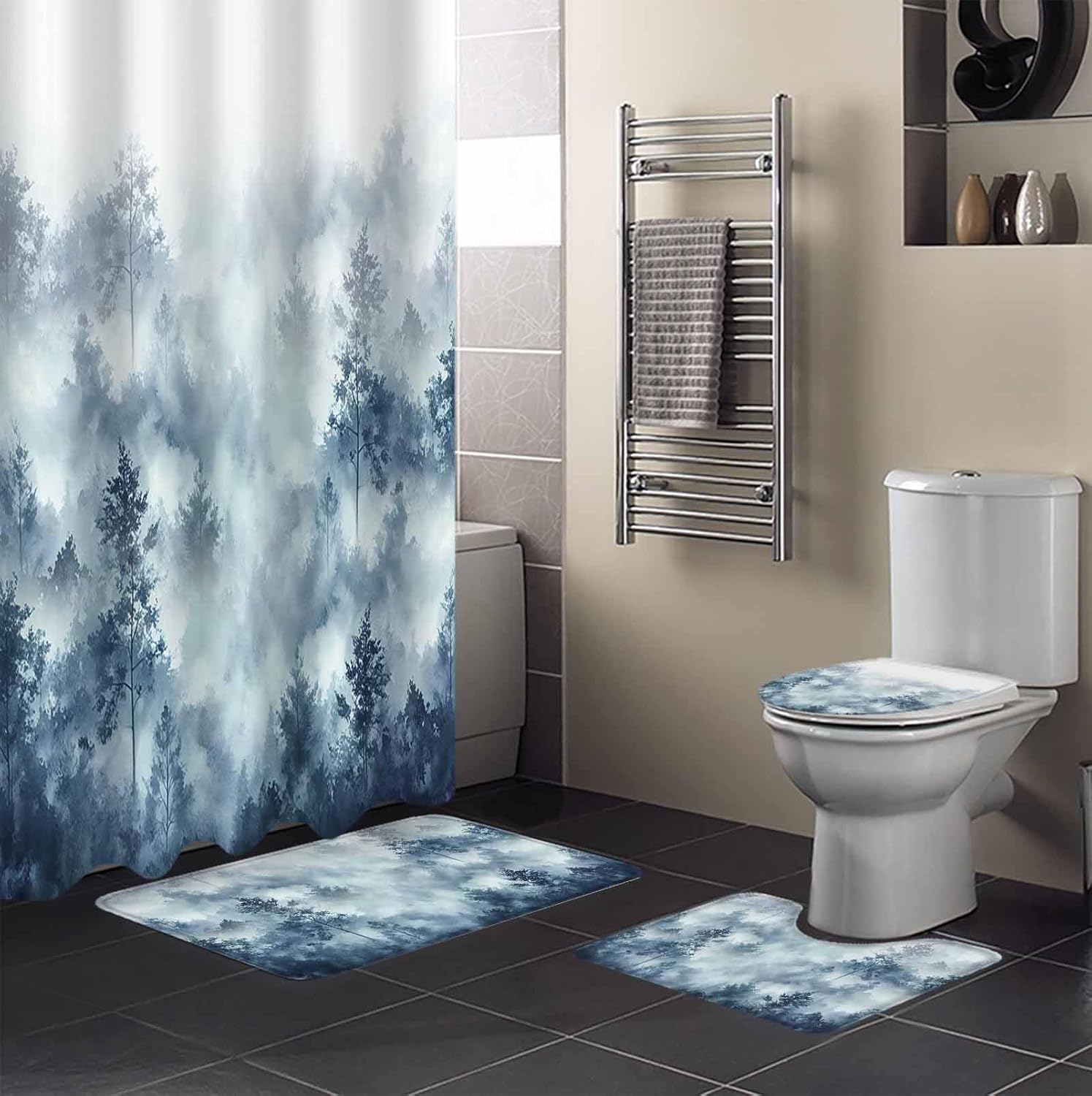 ZOE GARDEN Blue Forest Bathroom Set