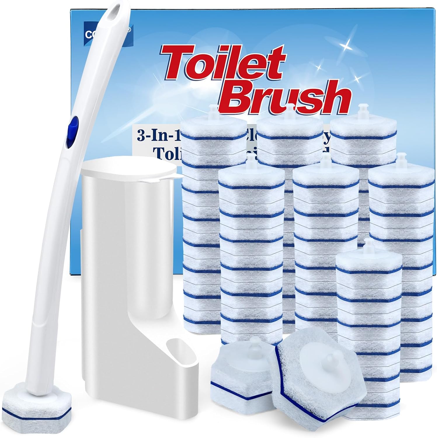COBETE Toilet Brush Wand Kit with 56 Refills 1