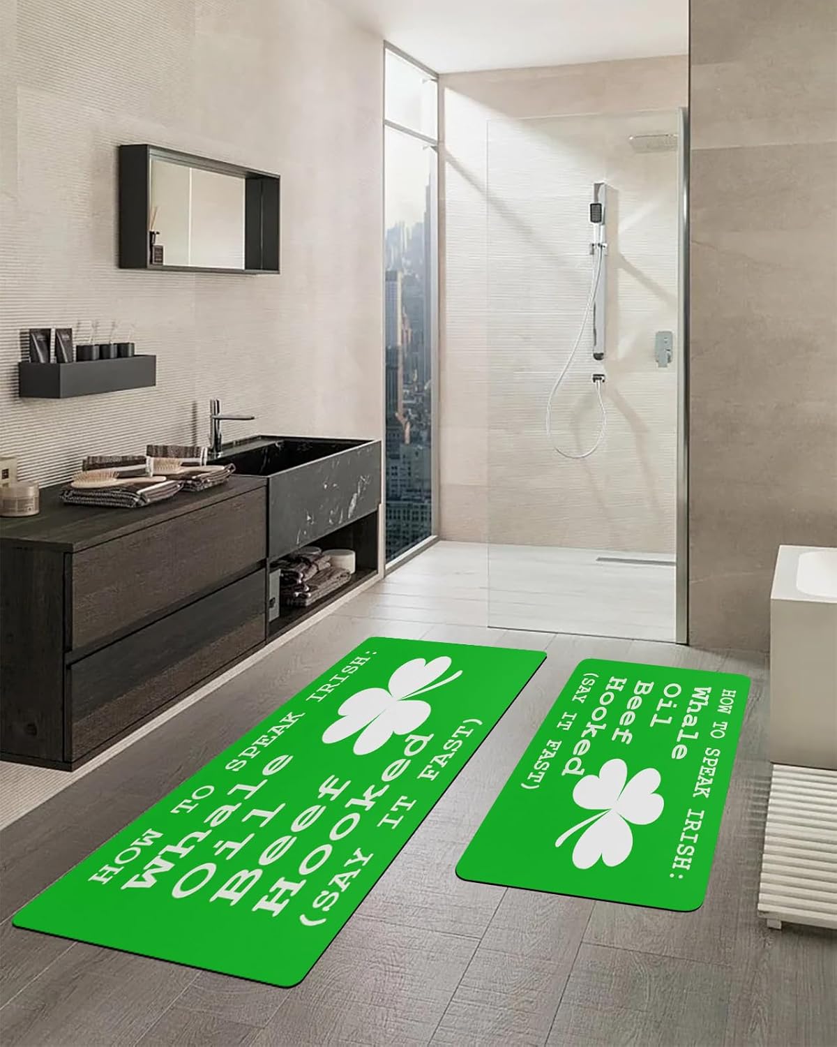 Funnywall88 2PCS St Patricks Day Bath Mats Non-Slip Diatomite Floor Mats