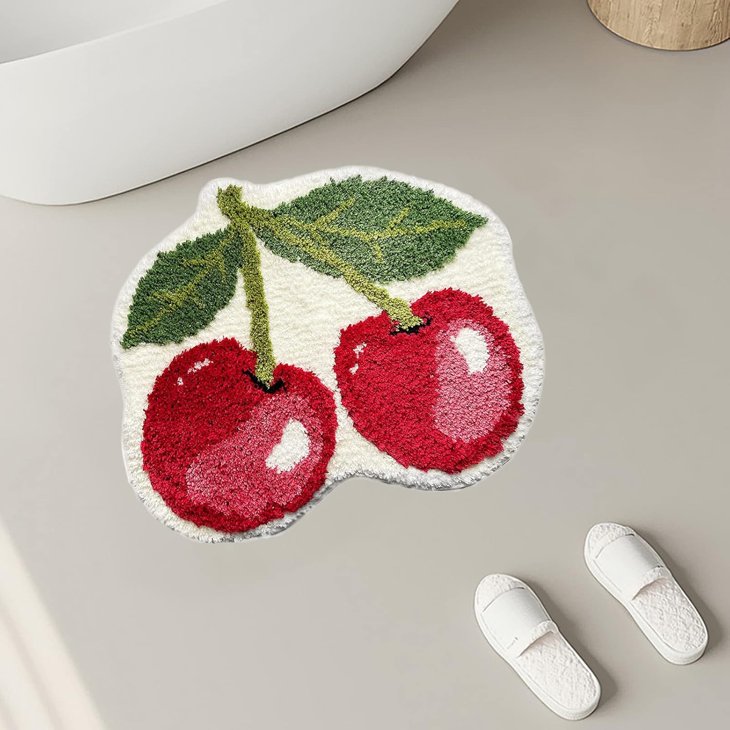 UKELER Cute Cherry Bath Rug for Kids