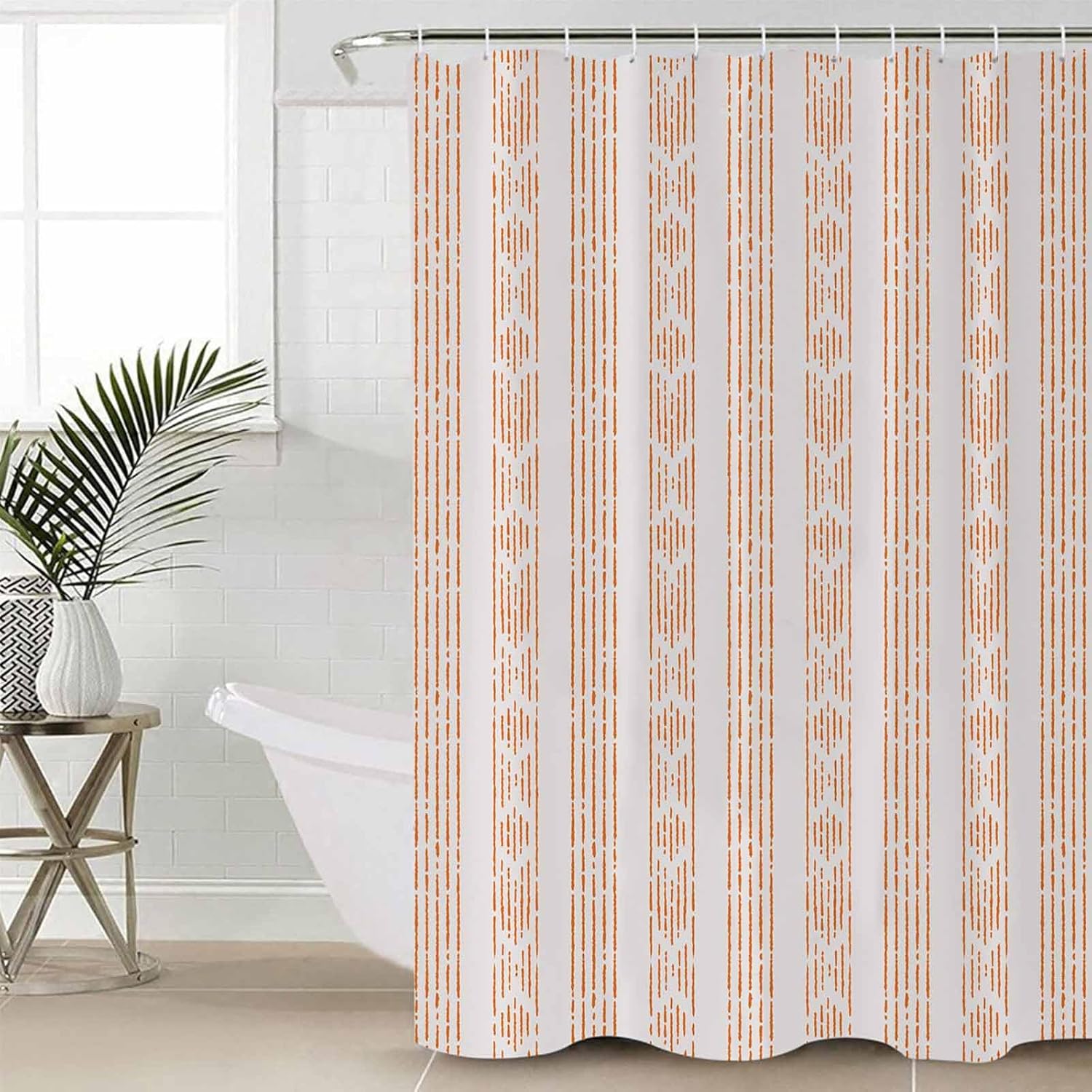 ZOE GARDEN Orange Boho Bathroom Set with Rug and Hooks