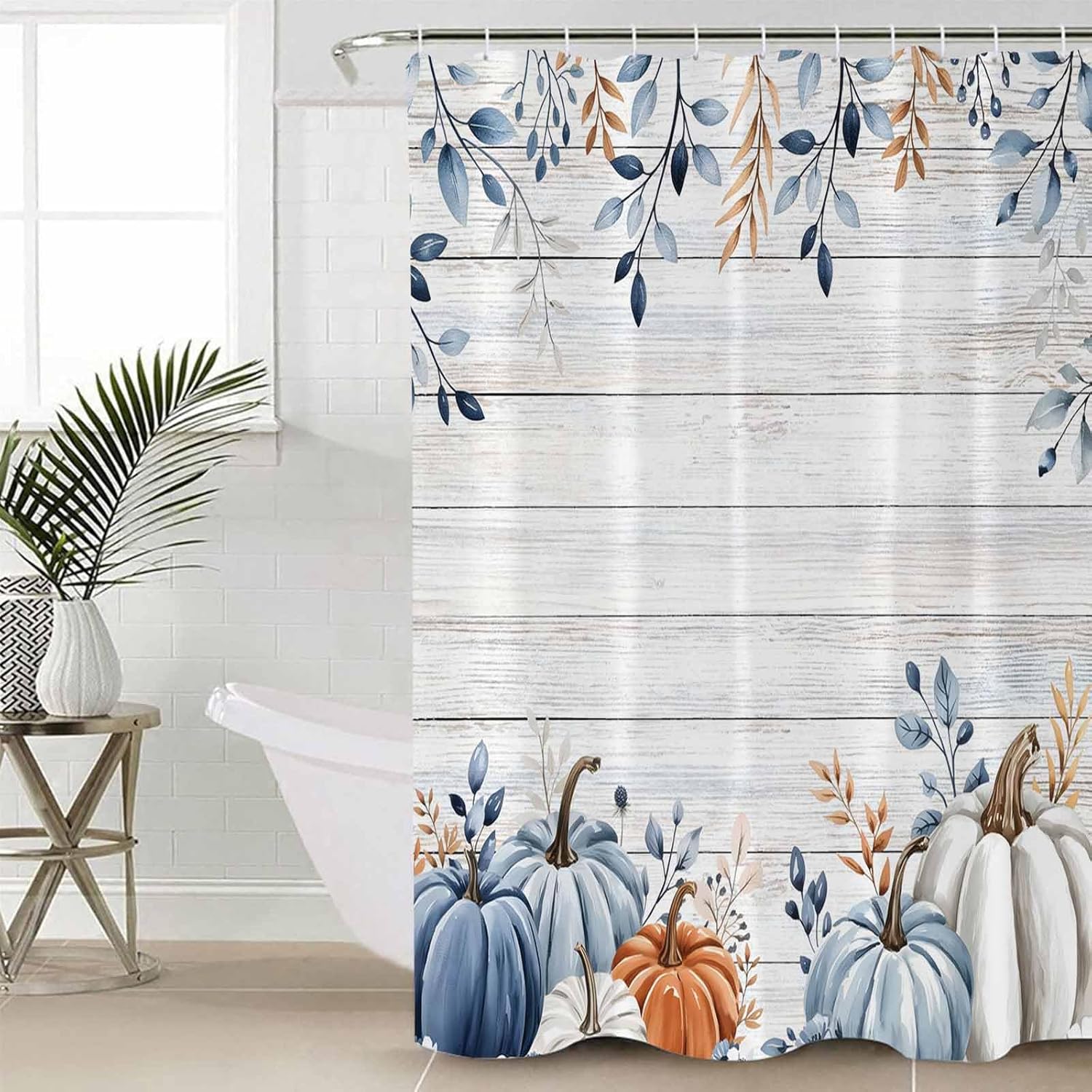 Thanksgiving Autumn Bathroom Set with Rug and Hooks 1