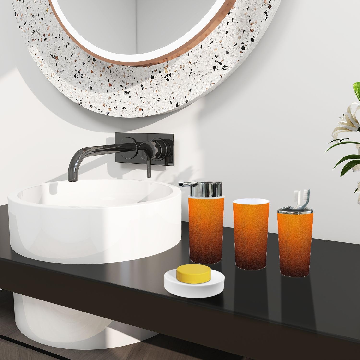 TRANQDEHOM 6-Piece Boho Bathroom Accessory Set
