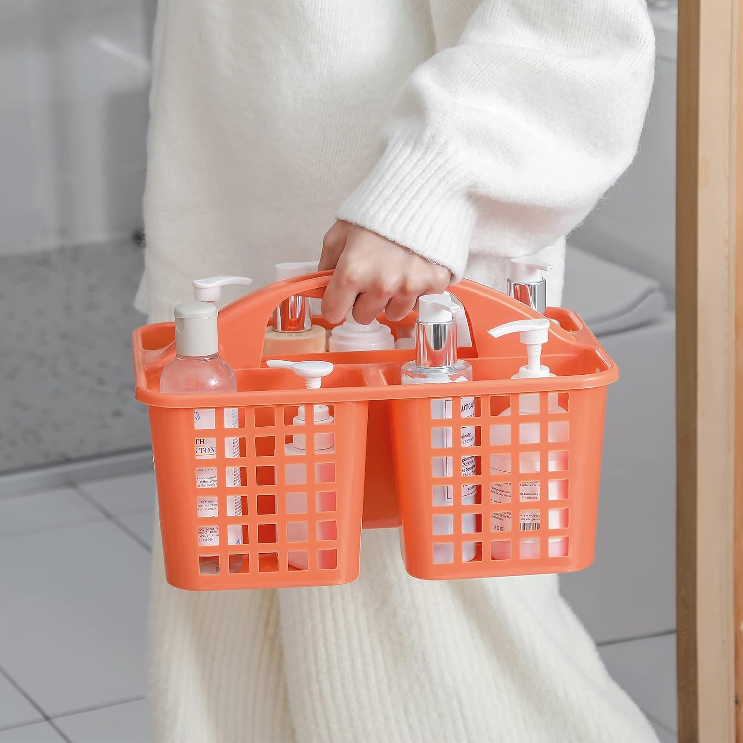 JiatuA Portable Shower Caddy with 3 Compartments and Handle