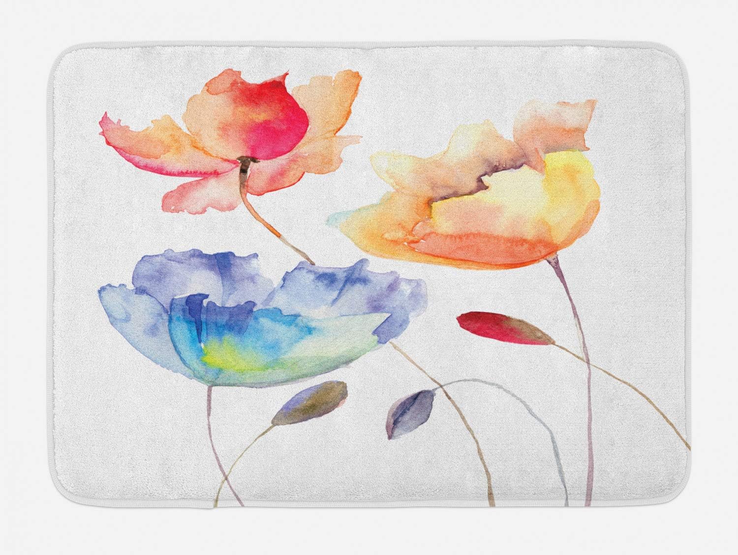 Ambesonne Watercolor Flower Bath Mat - 302 x 20
