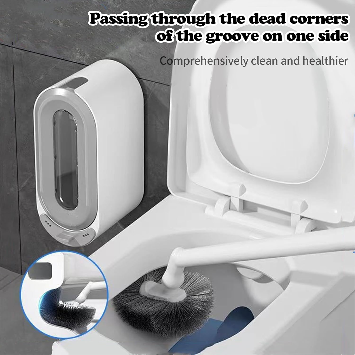 QICI 2-Piece Toilet Brush with Wall Mounted Holder