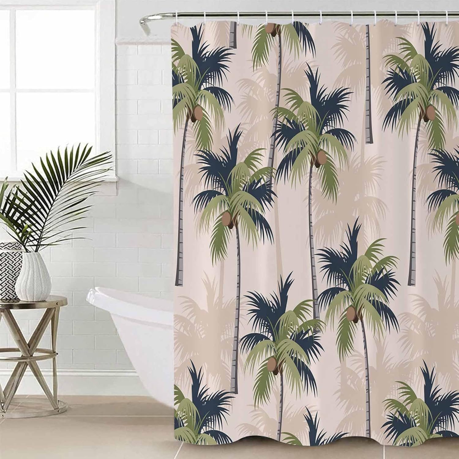 Zoe Garden 72x72 Inch Tropical Palm Tree Bathroom Set