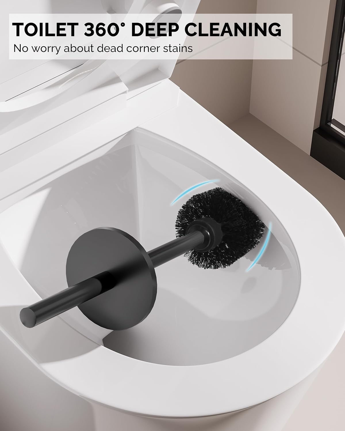 WZKALY Toilet Brush and Holder Set 2 Pack Matte Black 1