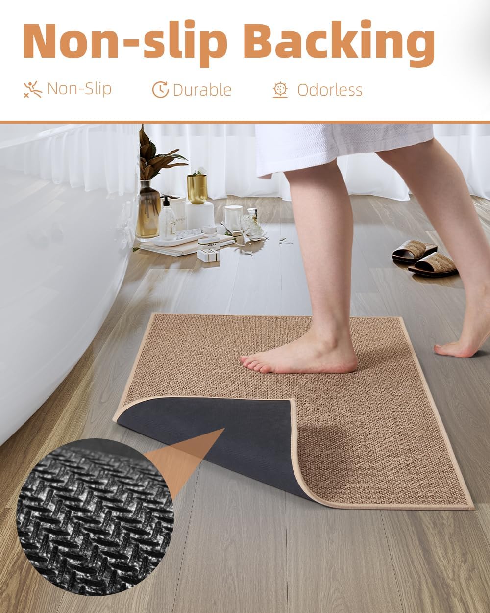 PADOOR Non-Slip Bath Mat with Braided Design