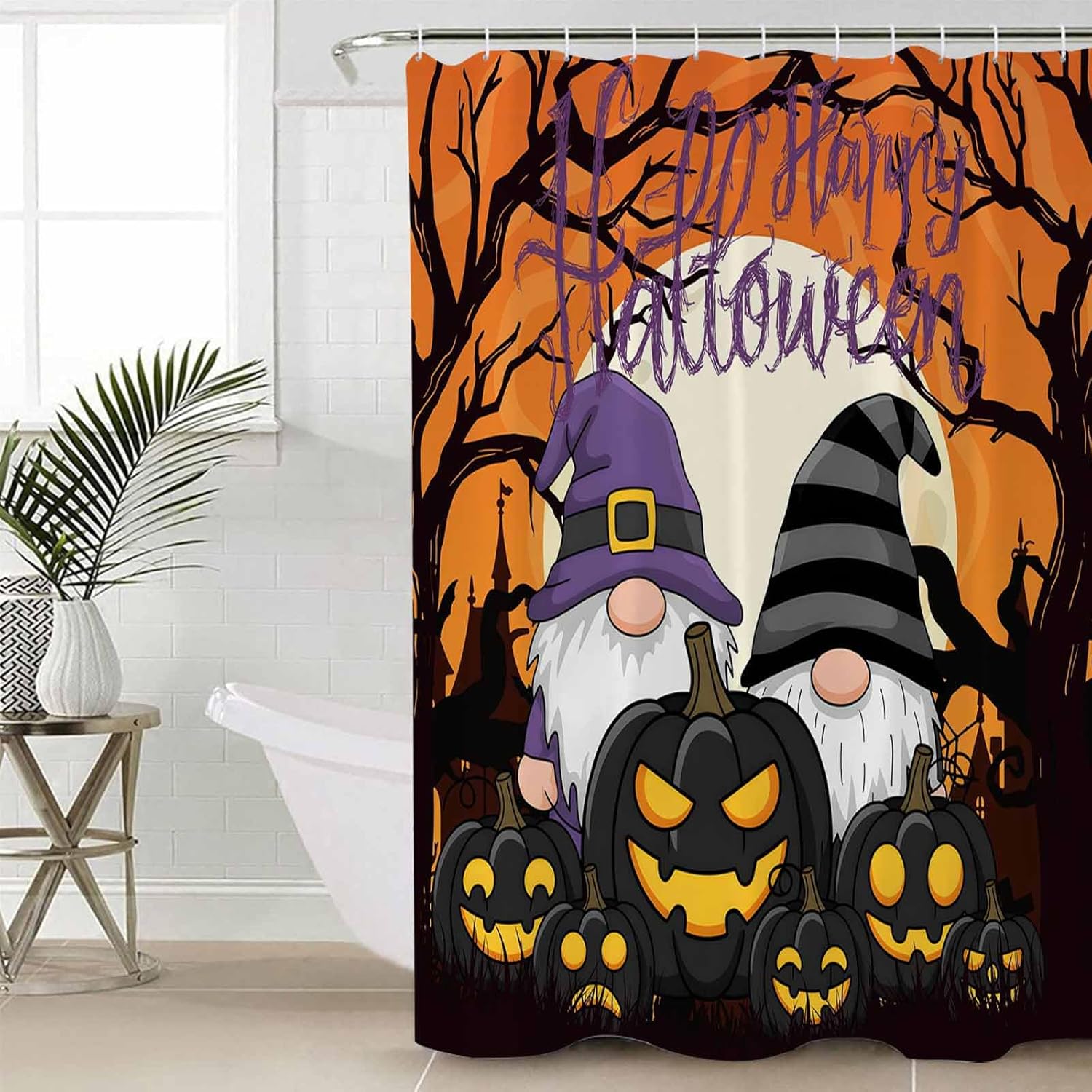 ZOE GARDEN Halloween Bathroom Set with Curtain Rug Accessories