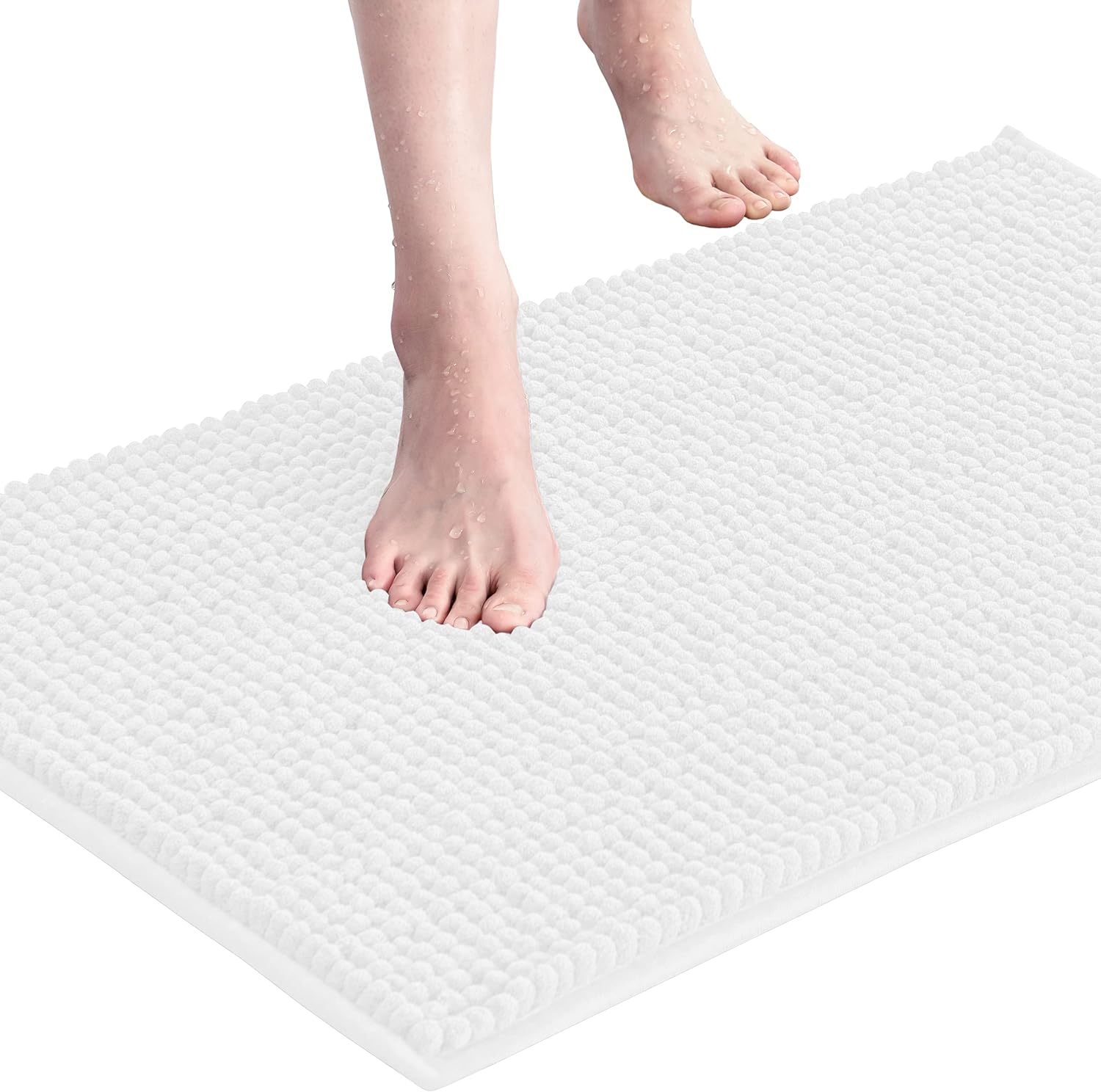SUBRTEX Soft Chenille Bath Rug - 16 x 24 White