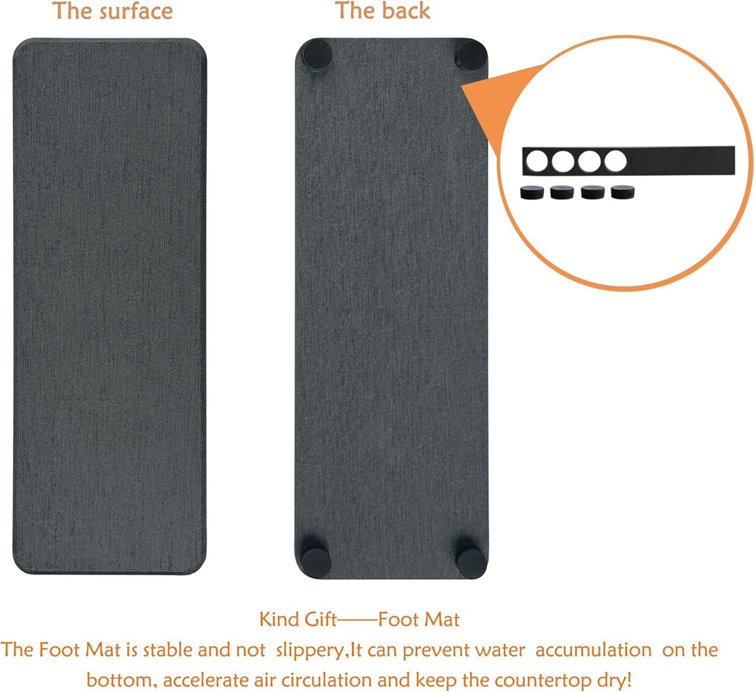 NiuYichee 2Pcs Water Absorbing Stone Trays Dark Gray