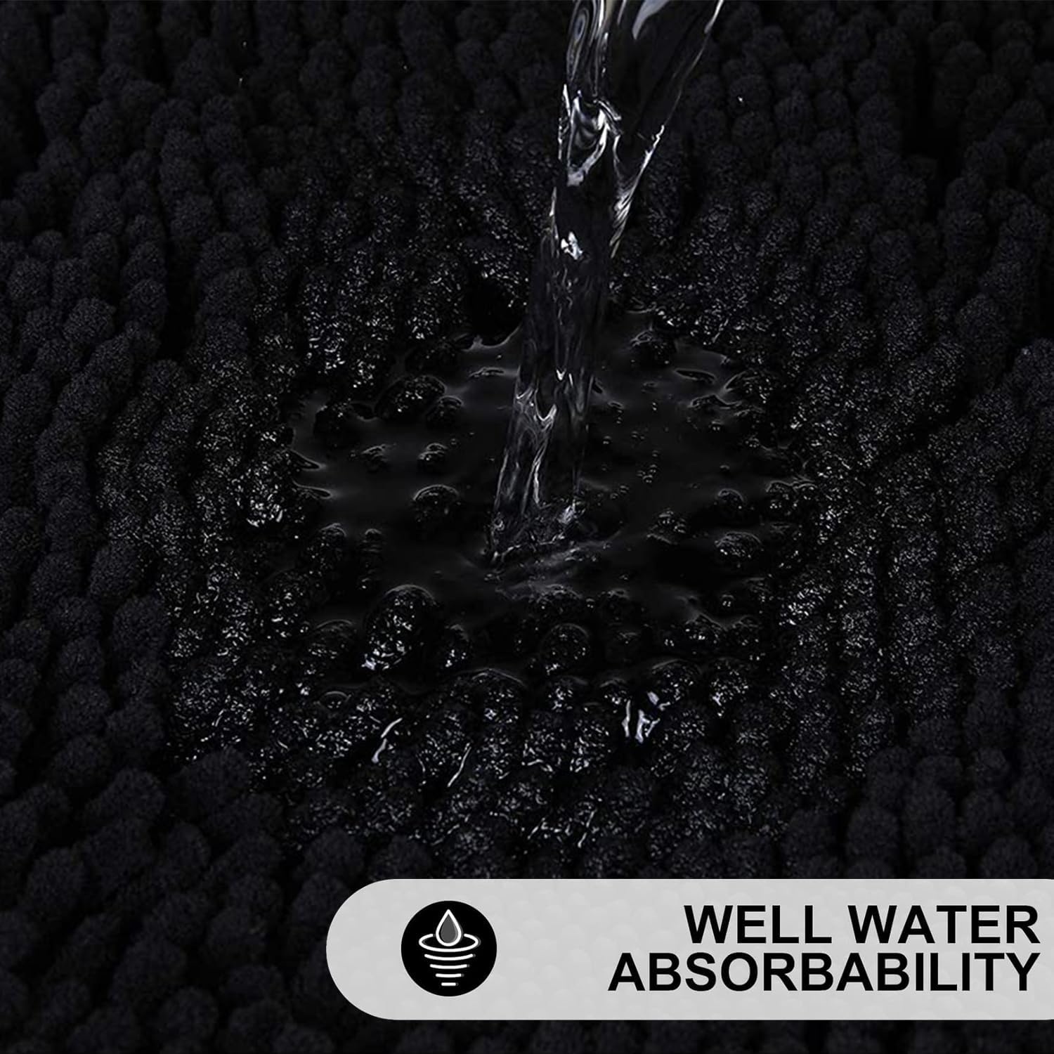 Sheepping Non Slip Black Bath Rug Mat 59 x 20