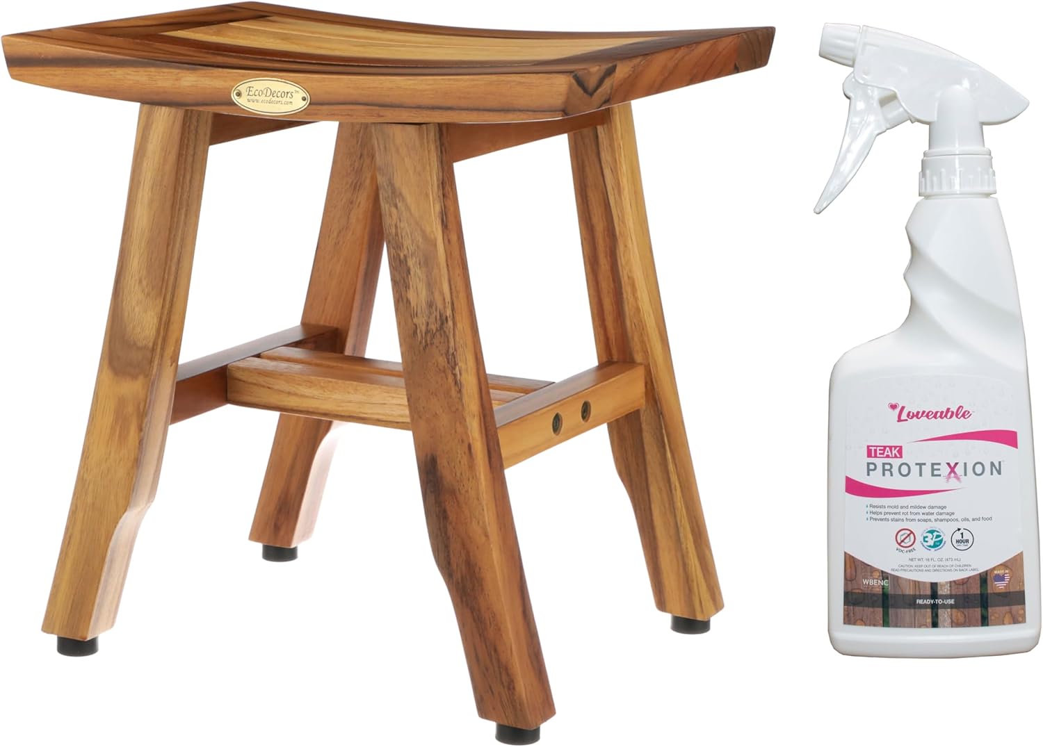 EcoDecors Teak Shower Shaving Foot Rest with Sealer