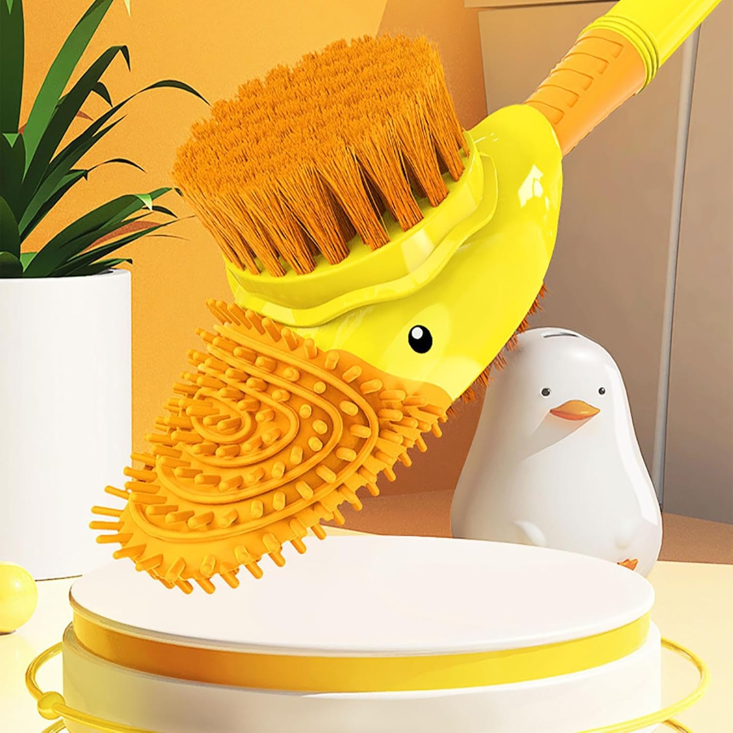Diving Duck Toilet Brush with Soft Silicone Head and Wall Mount Base