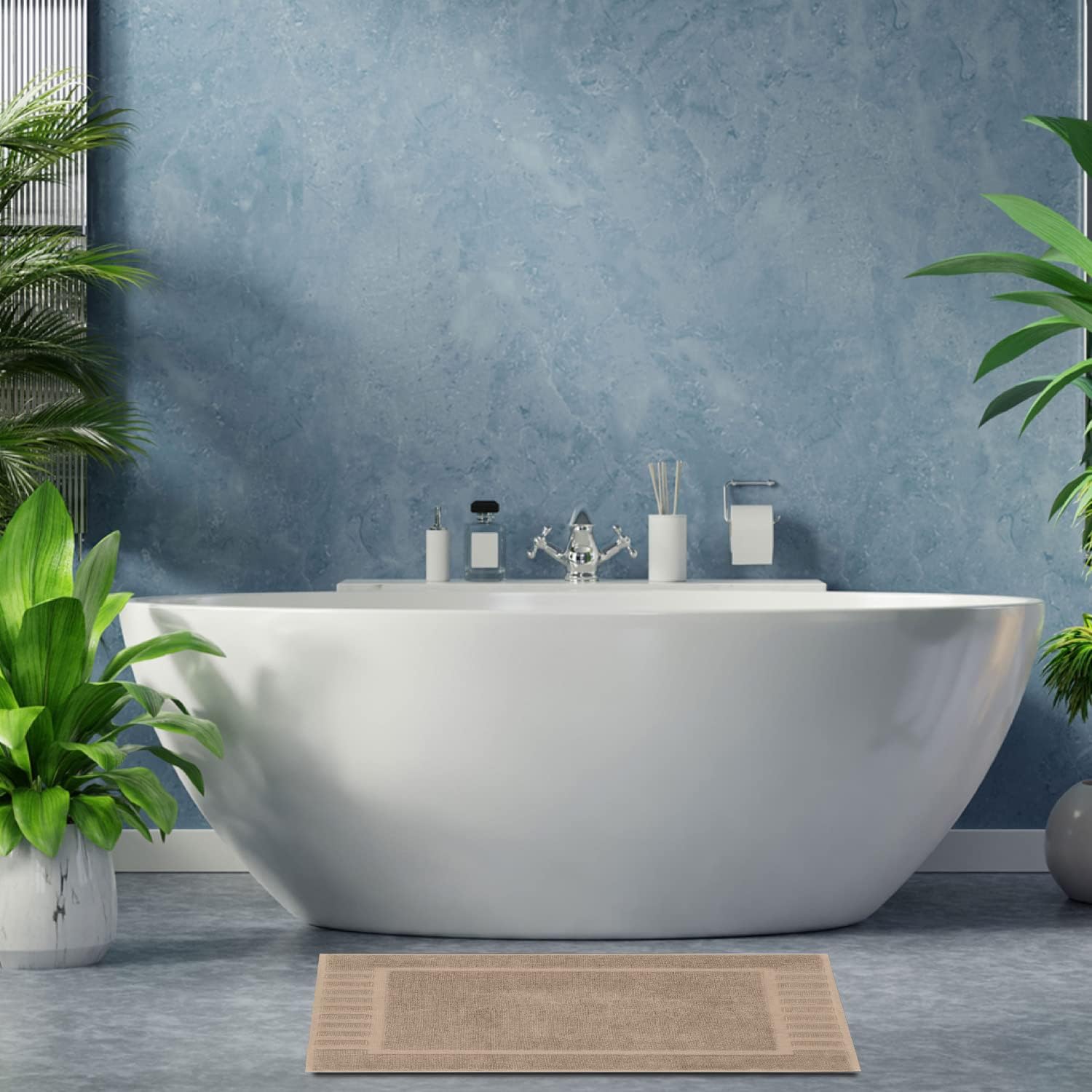 White Classic Luxury Bath Mat Set - 22x34 Inch Taupe 2 Pack