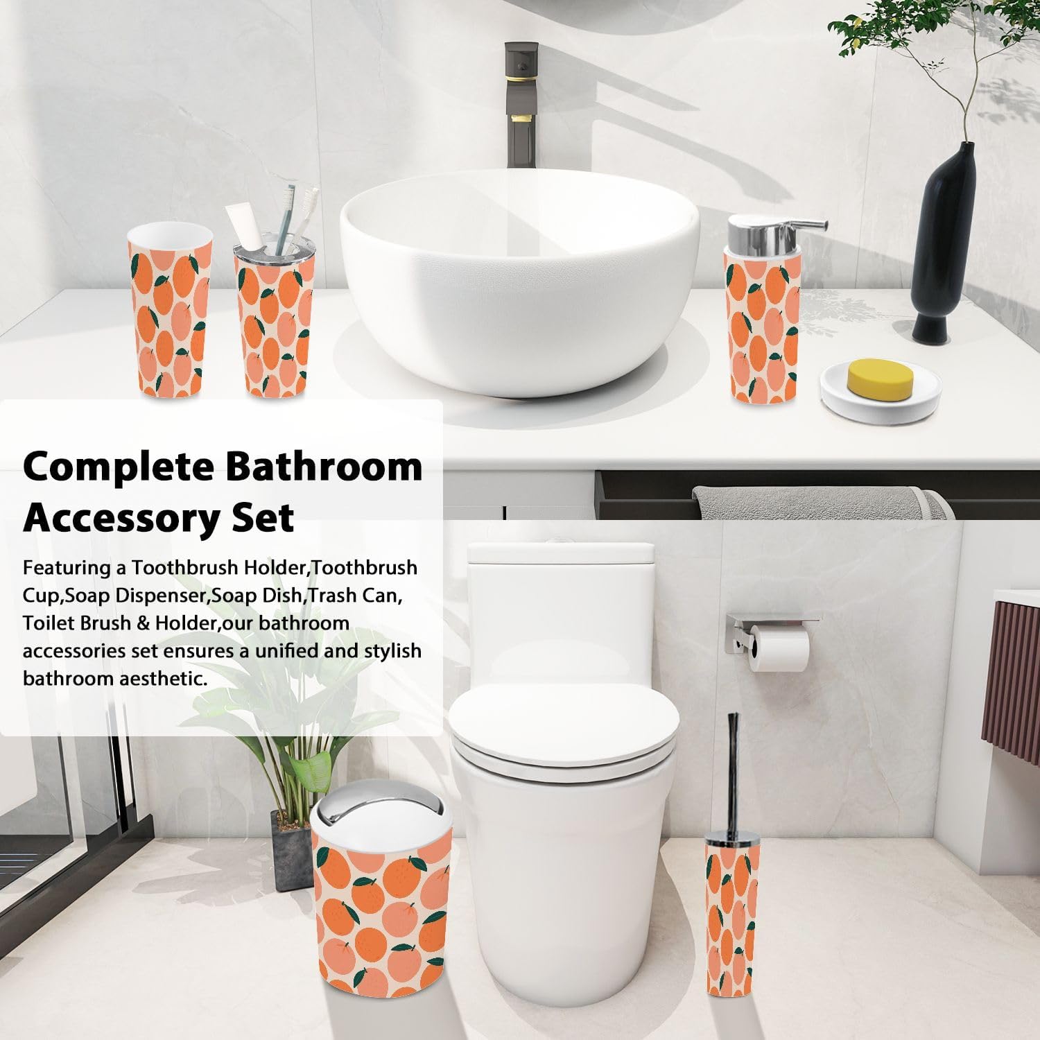 Boho Tropical 6 Piece Bathroom Accessory Set