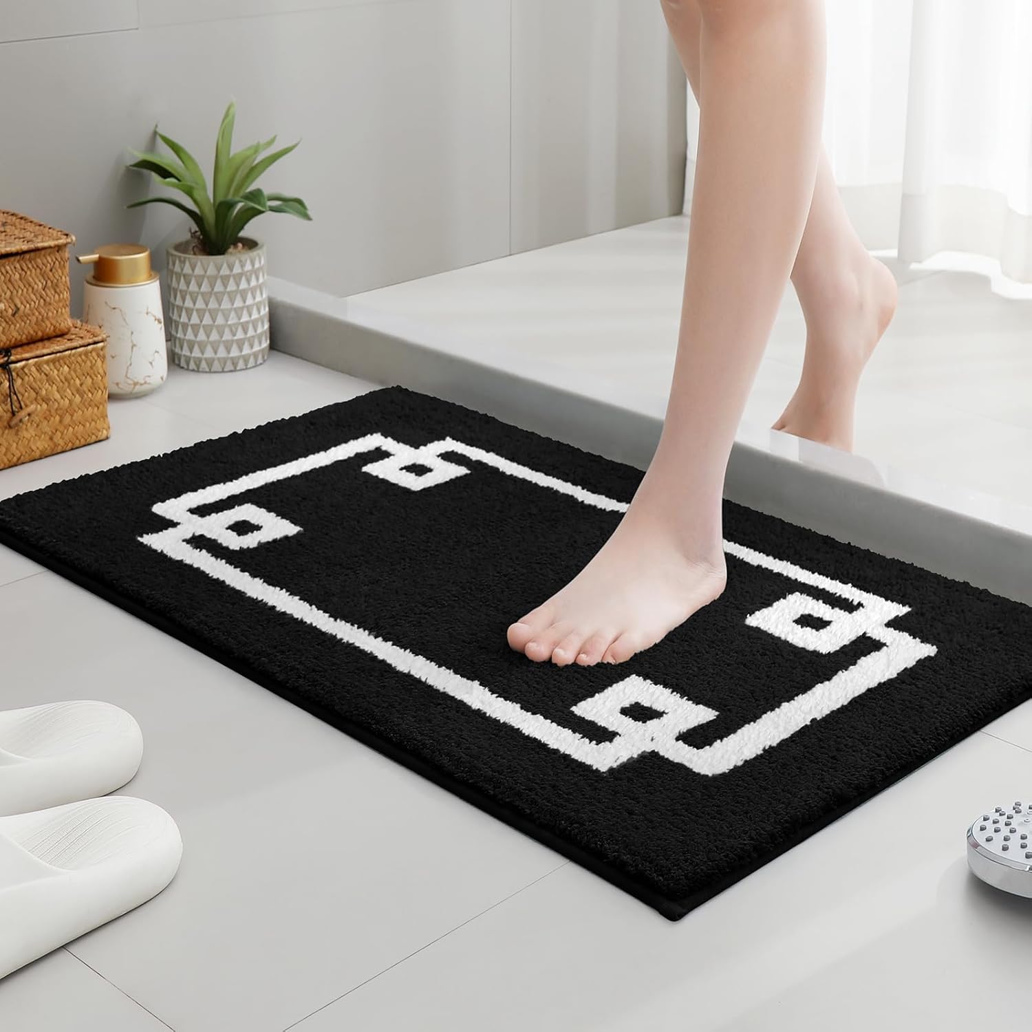 HOMEIDEAS 2-Piece Bath Rug Set Non-Slip Microfiber Mats