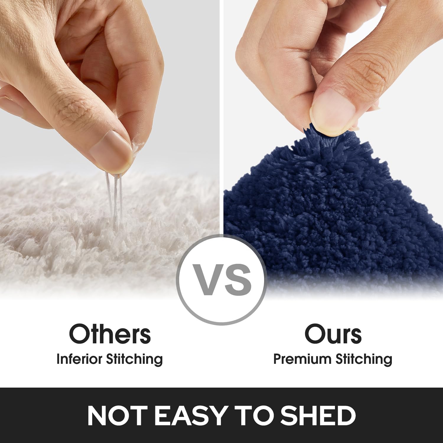 HOMEIDEAS 2-Piece Bath Rug Set Non-Slip Microfiber Mats Navy Blue