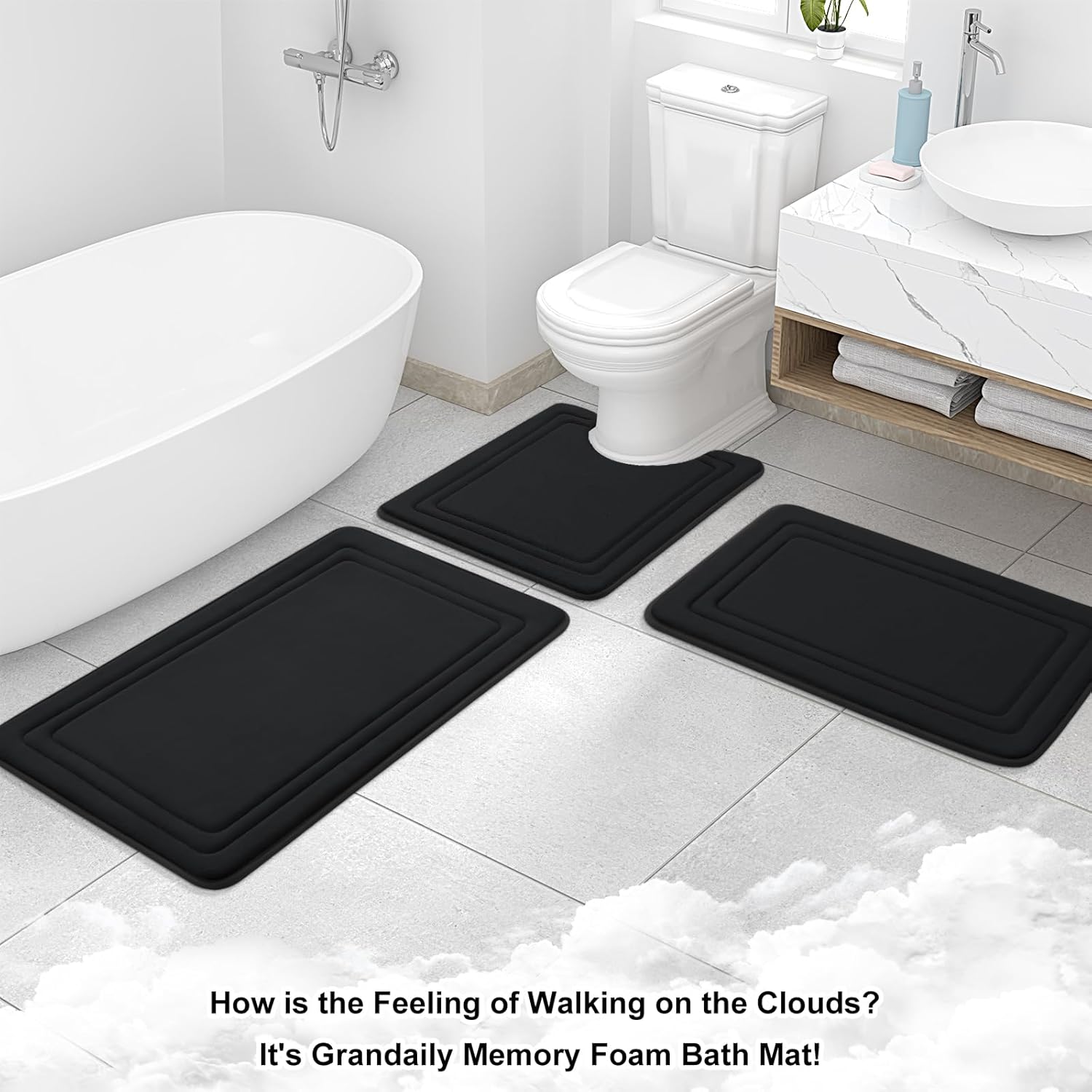 Grandaily Memory Foam Bath Mat 30x20 Ultra Soft and Non-Slip