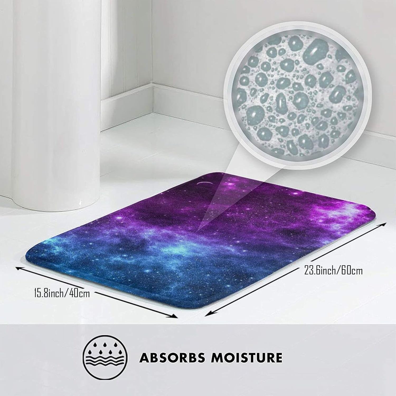 Galaxy Blue Purple Bath Mat with Non-Slip Design