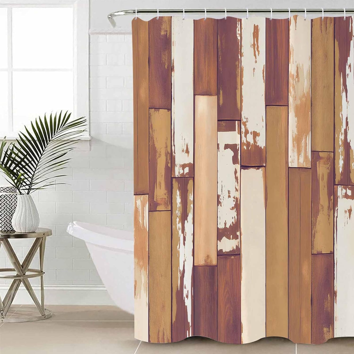 ZOE GARDEN Orange Bathroom Set with Curtain Rug and Hooks