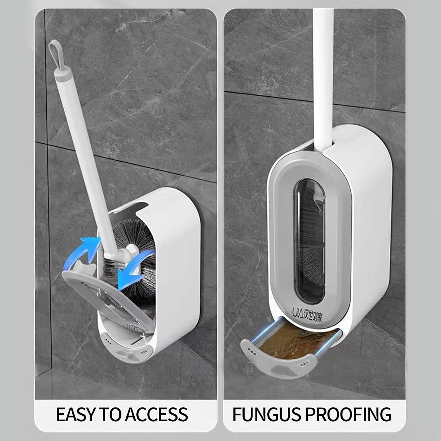QICI 2-Piece Toilet Brush with Wall Mounted Holder