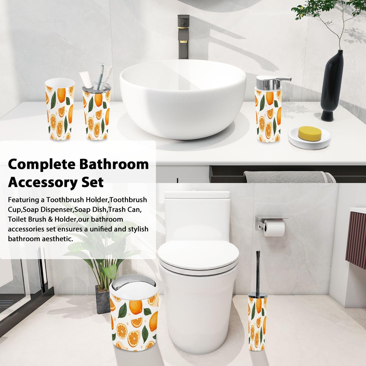 Boho Bathroom Accessories Set 6 Piece Modern