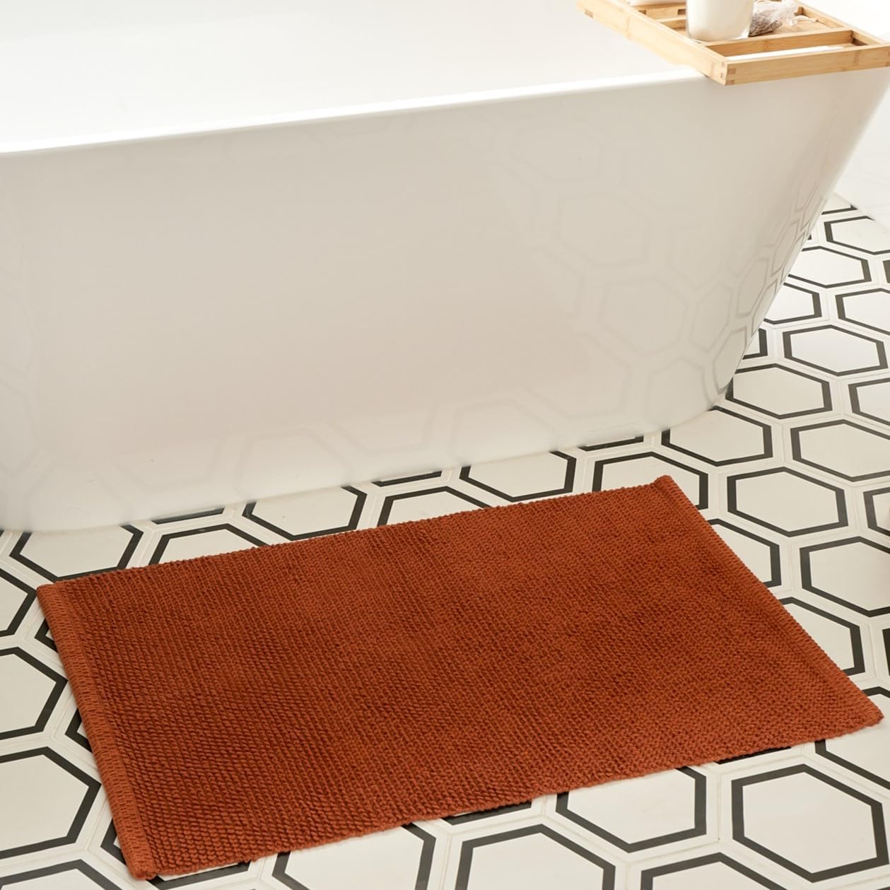 KIBAGA Boho Rug - 100 Cotton Bath Mat with Non-Slip Design