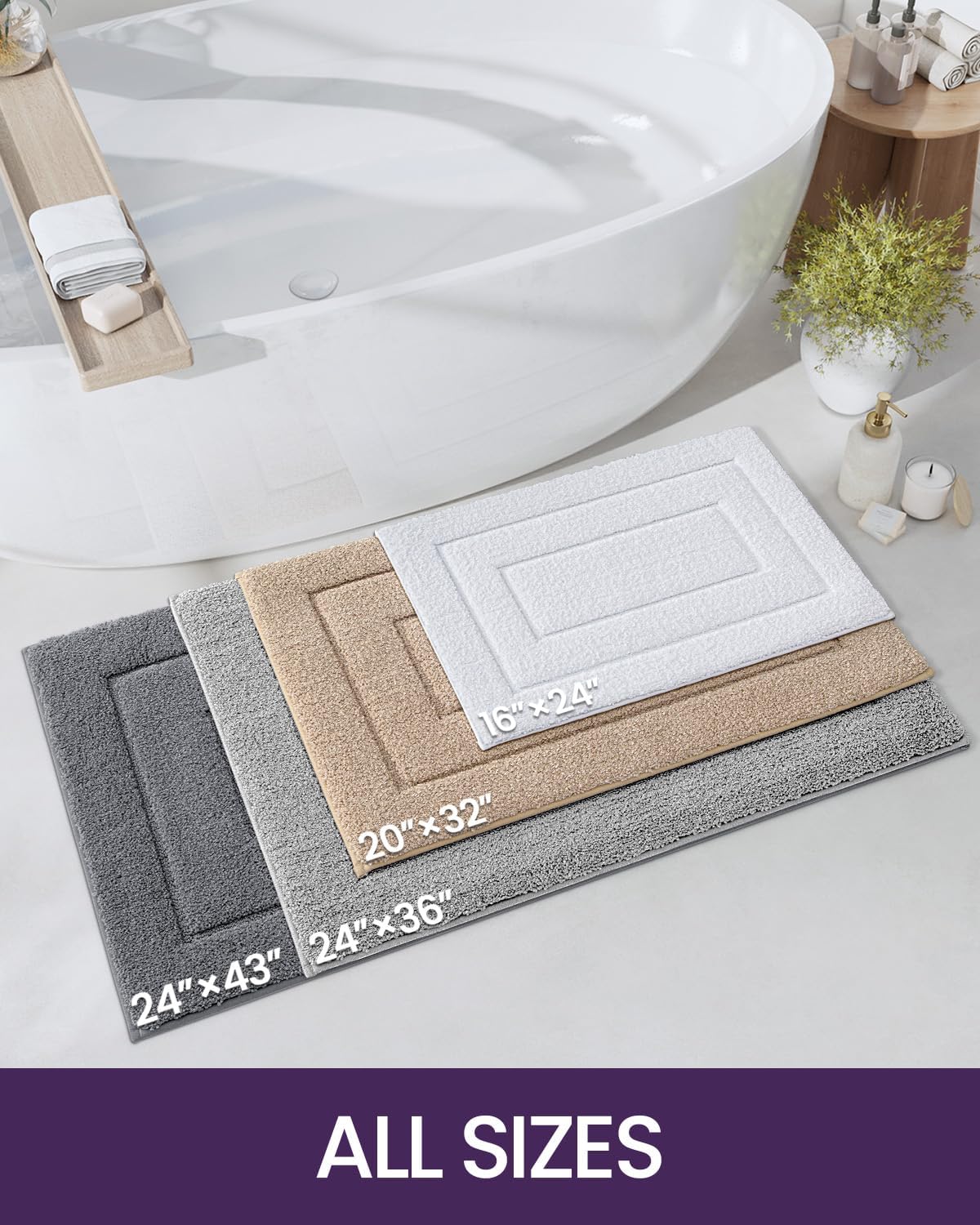 DEXI Non-Slip Microfiber Bathroom Rug Mat 32x20 Beige