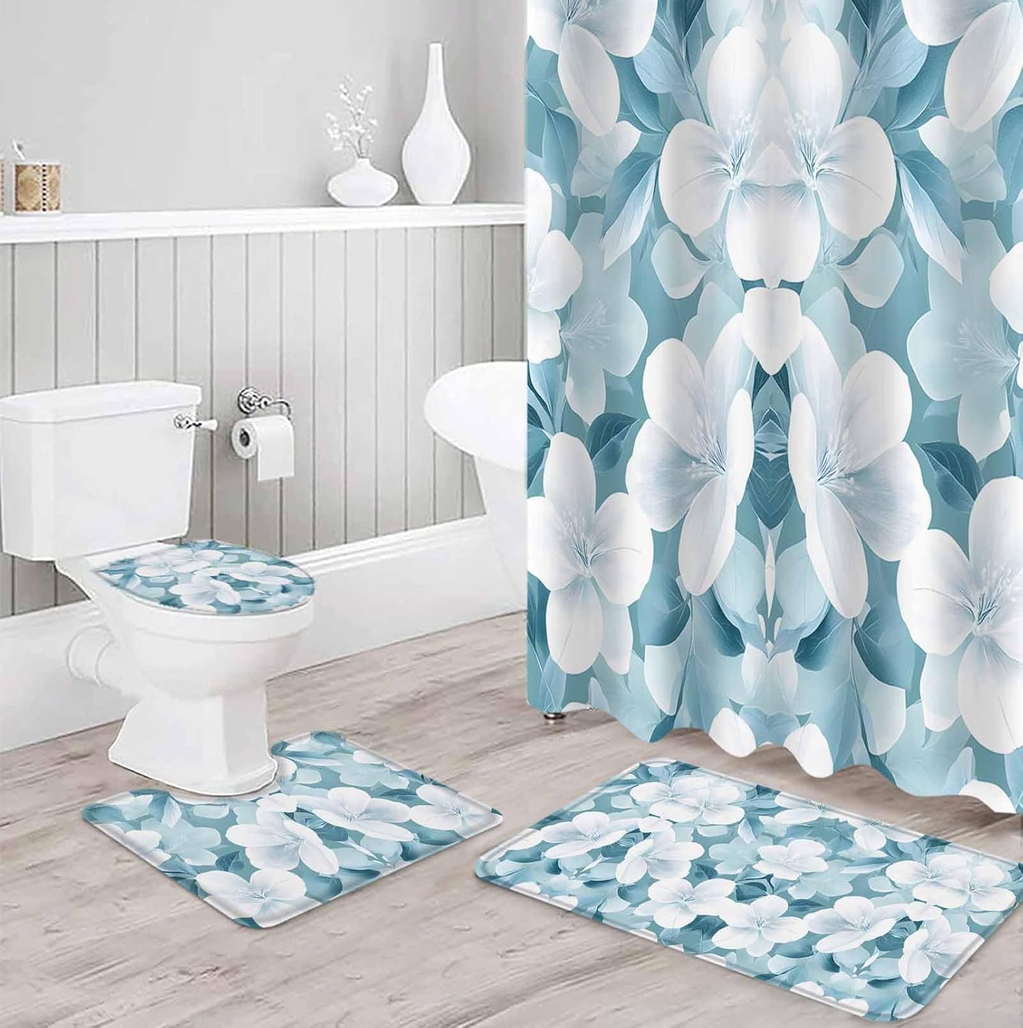 ZOE GARDEN Watercolor Flowers Bathroom Set 1