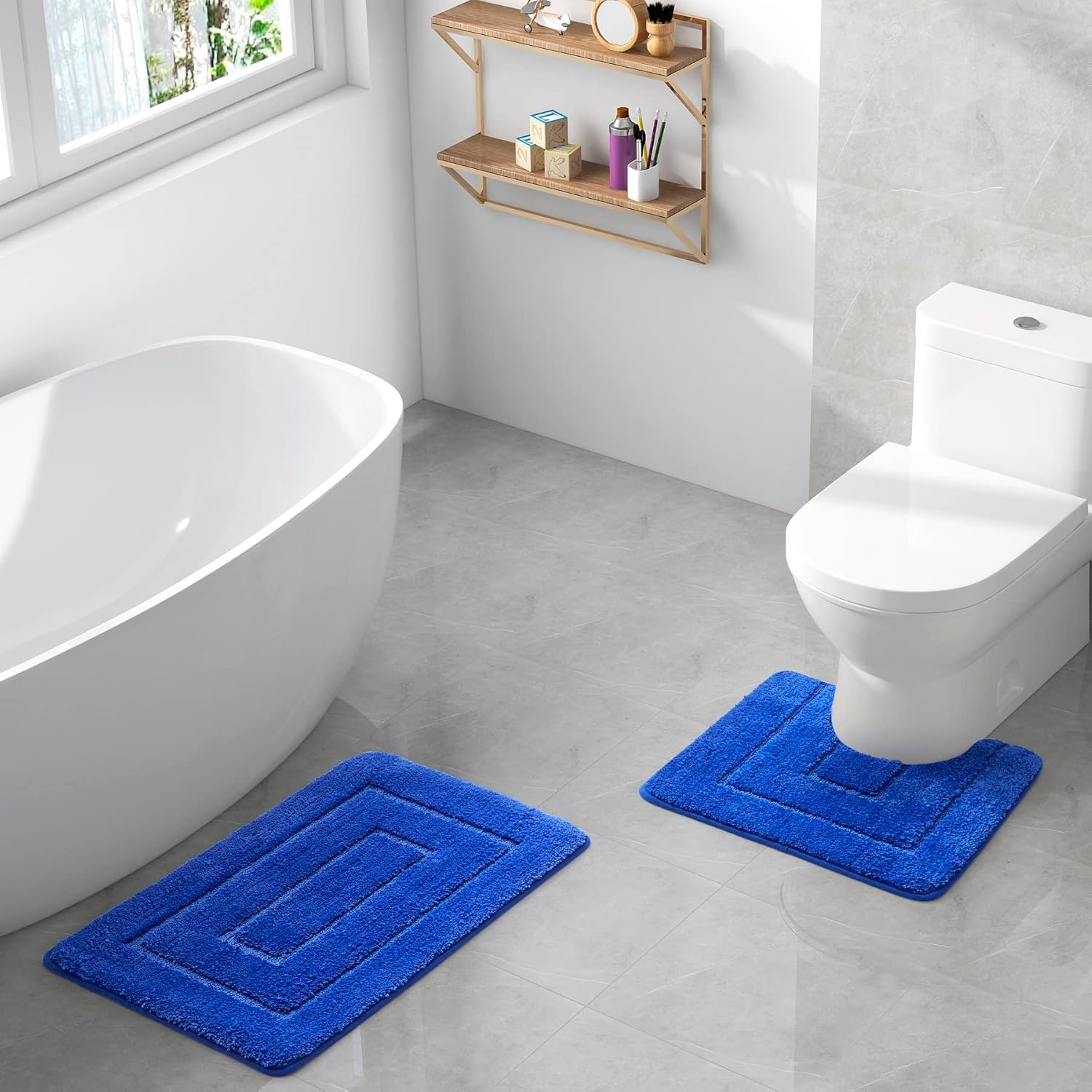WPM Royal Blue Trellis Bathroom Combo Set