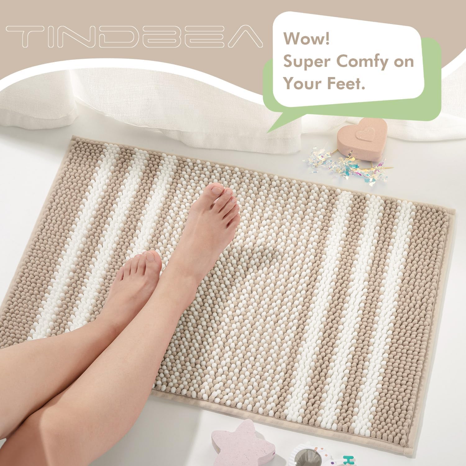 Tindbea Starryle Bath Rug Set 2 Piece Khaki
