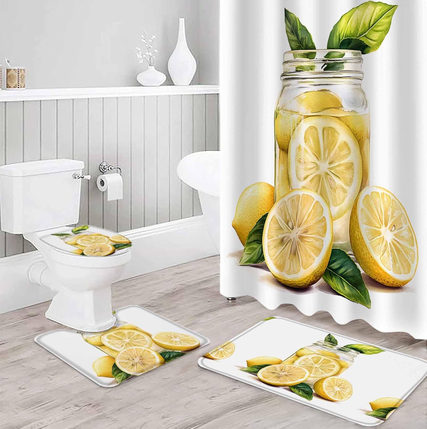 ZOE GARDEN Watercolor Lemon Bathroom Set