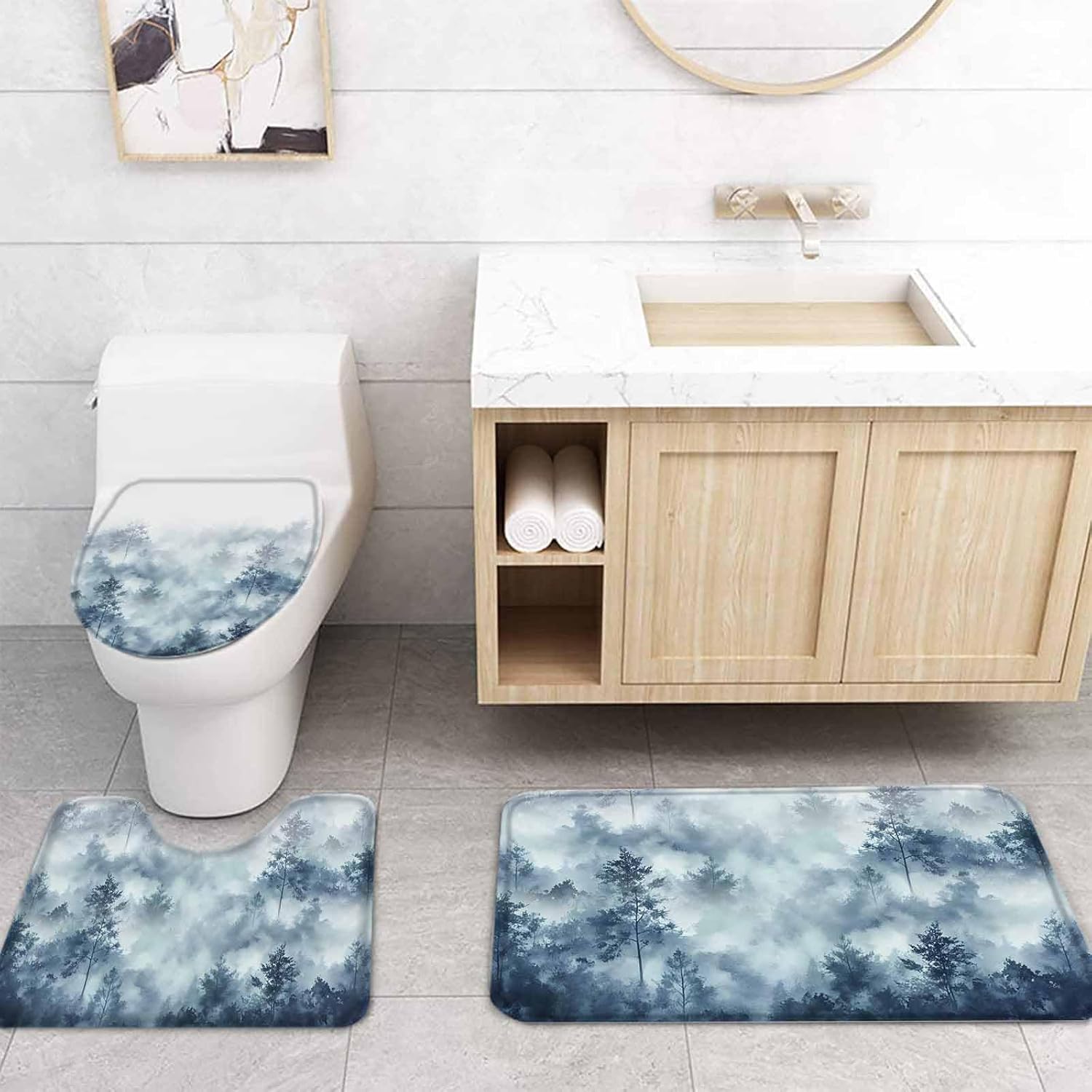 ZOE GARDEN Blue Forest Bathroom Set