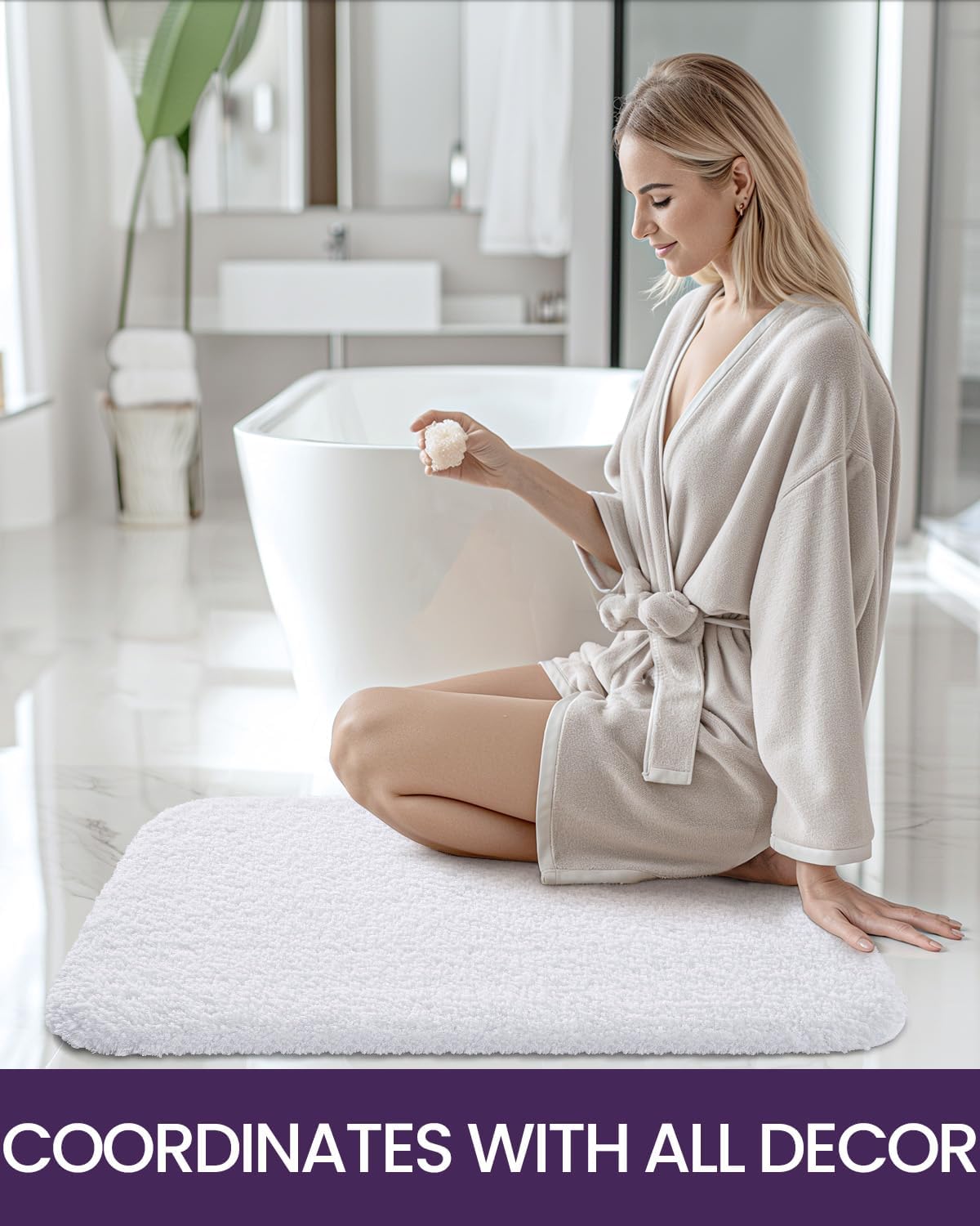DEXI Bath Mat 24x16 Non-Slip Microfiber Rug