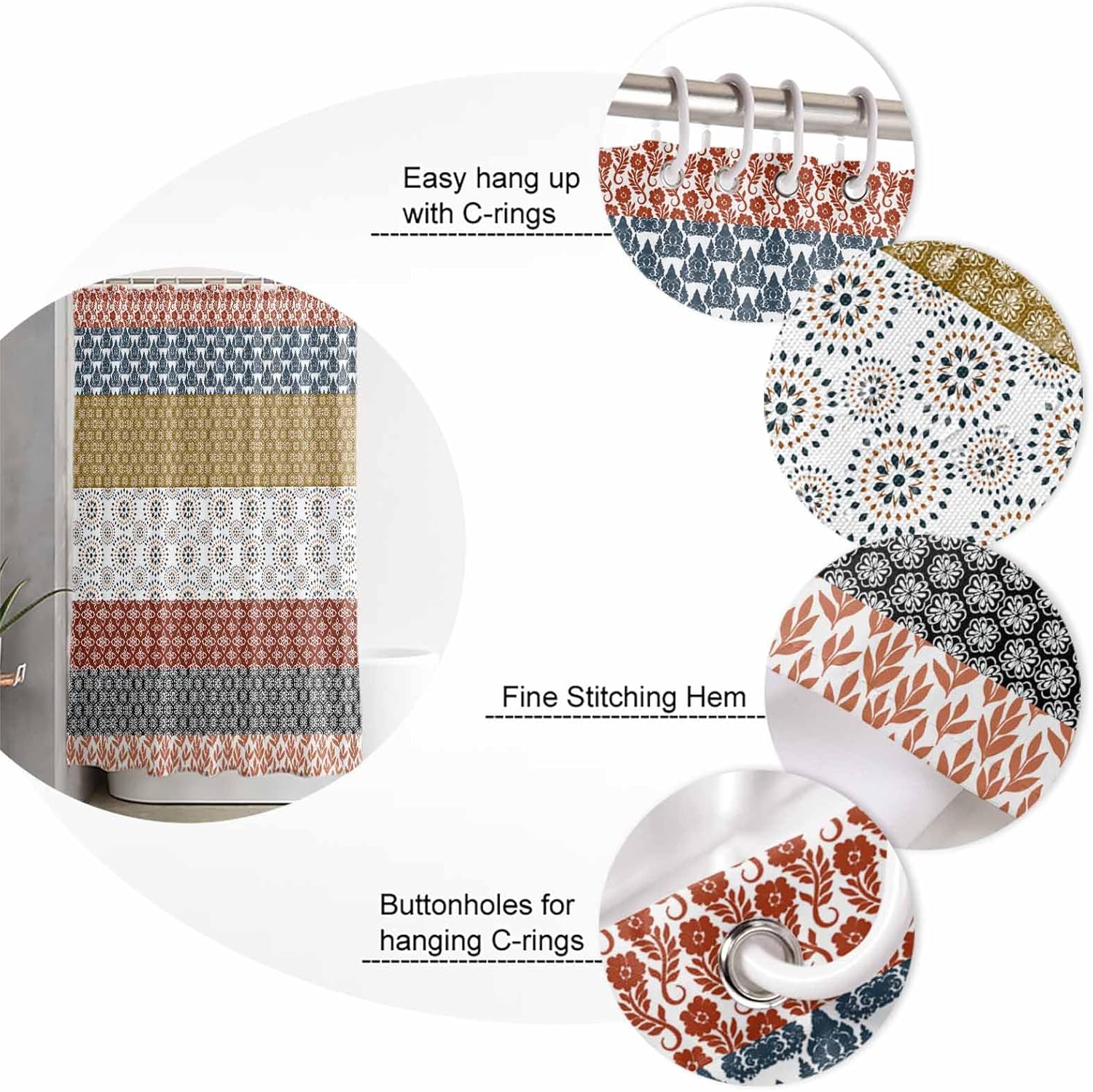ZOE GARDEN Boho Geometric Bathroom Set
