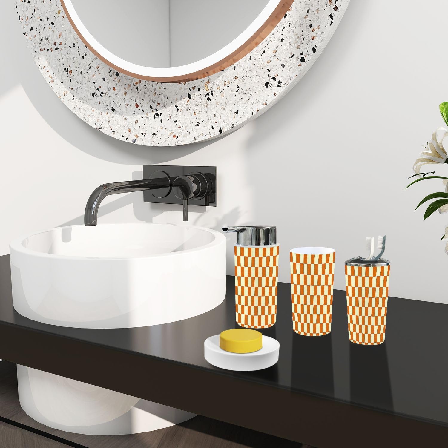 Boho Bathroom Accessories Set 6 Piece Modern Design
