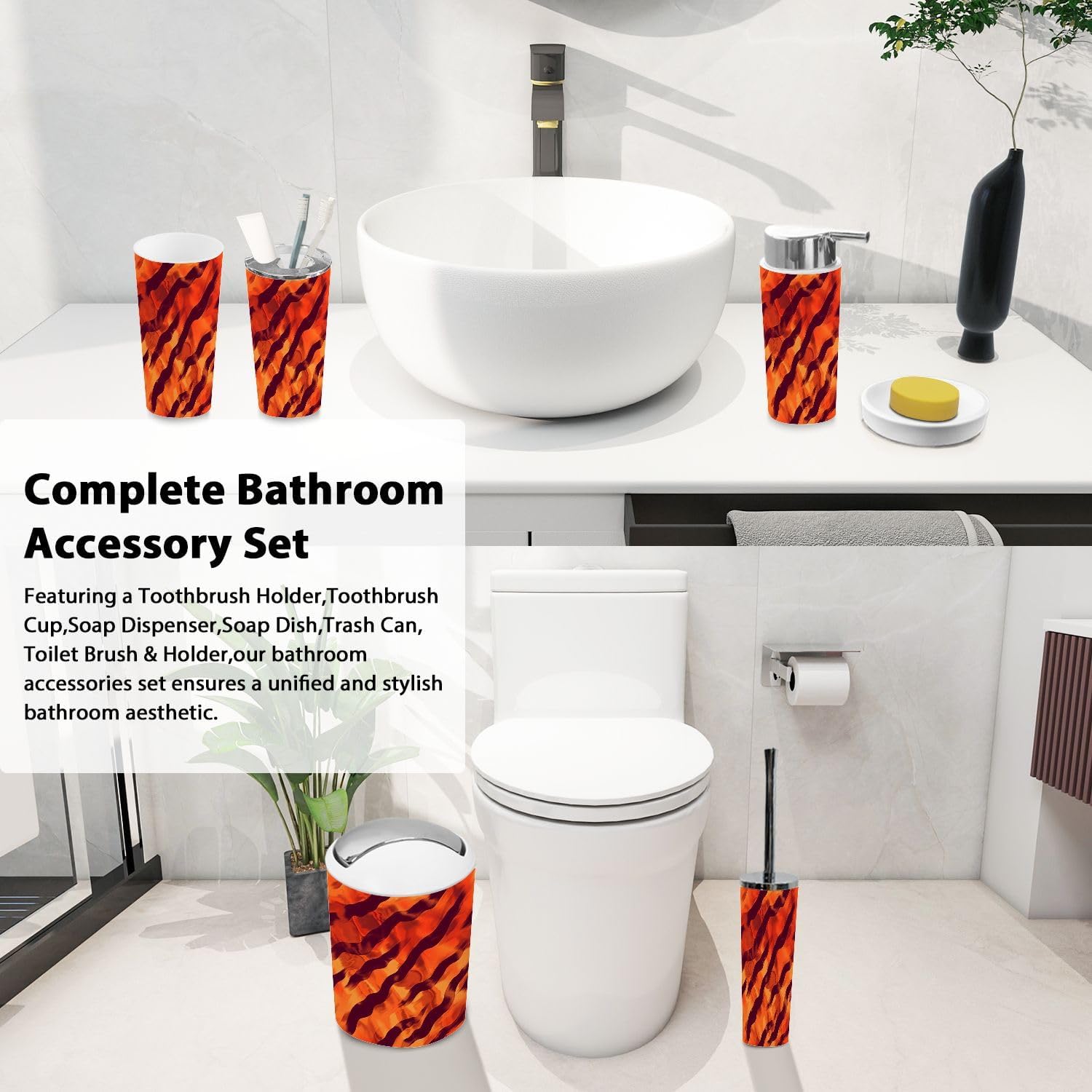 Boho Bathroom Accessories Set 6 Piece