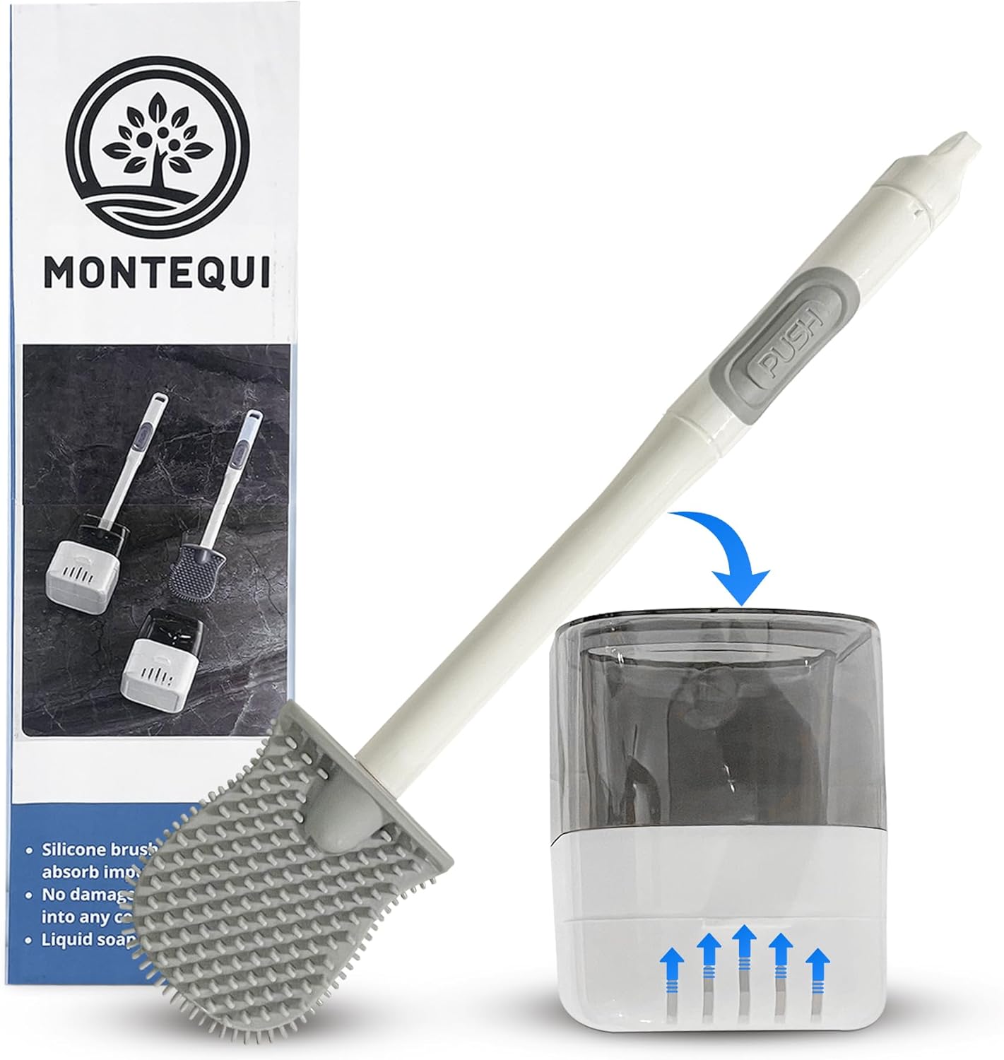 Montequi Toilet Brush with Silicone Dispenser Set