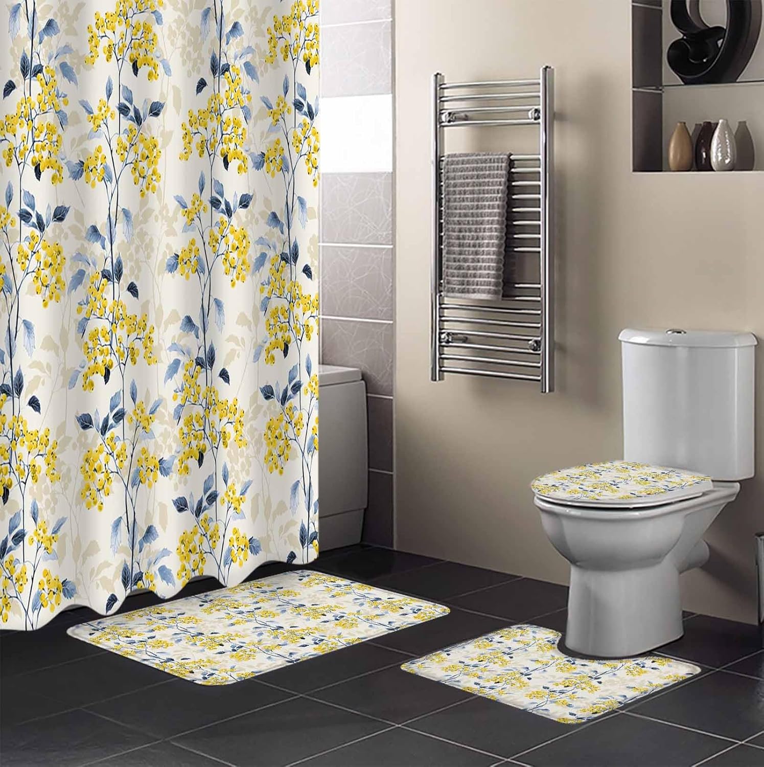 ZOE GARDEN Fruit Yellow Bathroom Set with Rug and Accessories